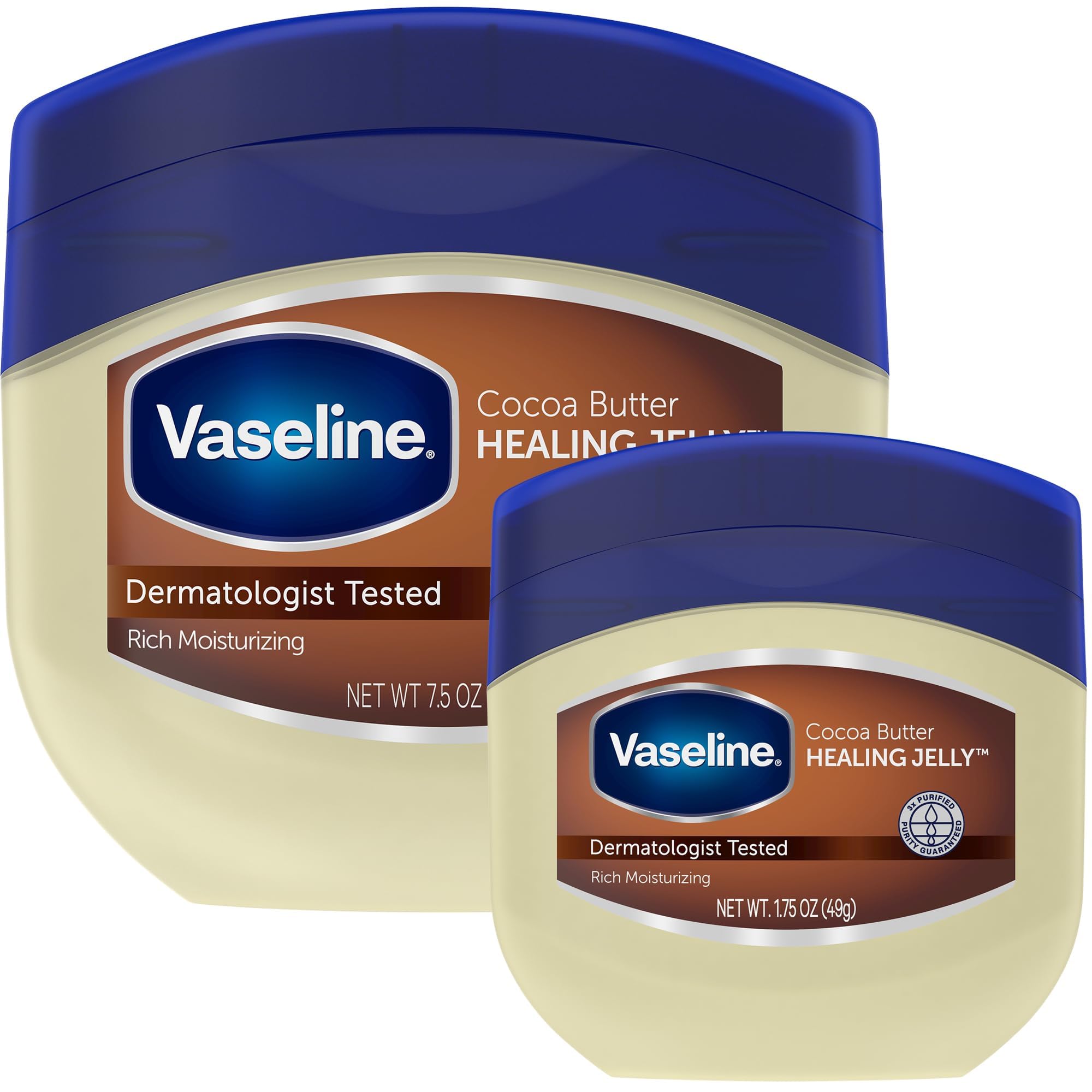 Vaseline Cocoa Butter Healing Jelly Variety Pack, 2 Sizes (7.5 Oz & 1.75 Oz) - Rich Moisturizing Ointment, Protectant & Moisturizer for Dry Skin