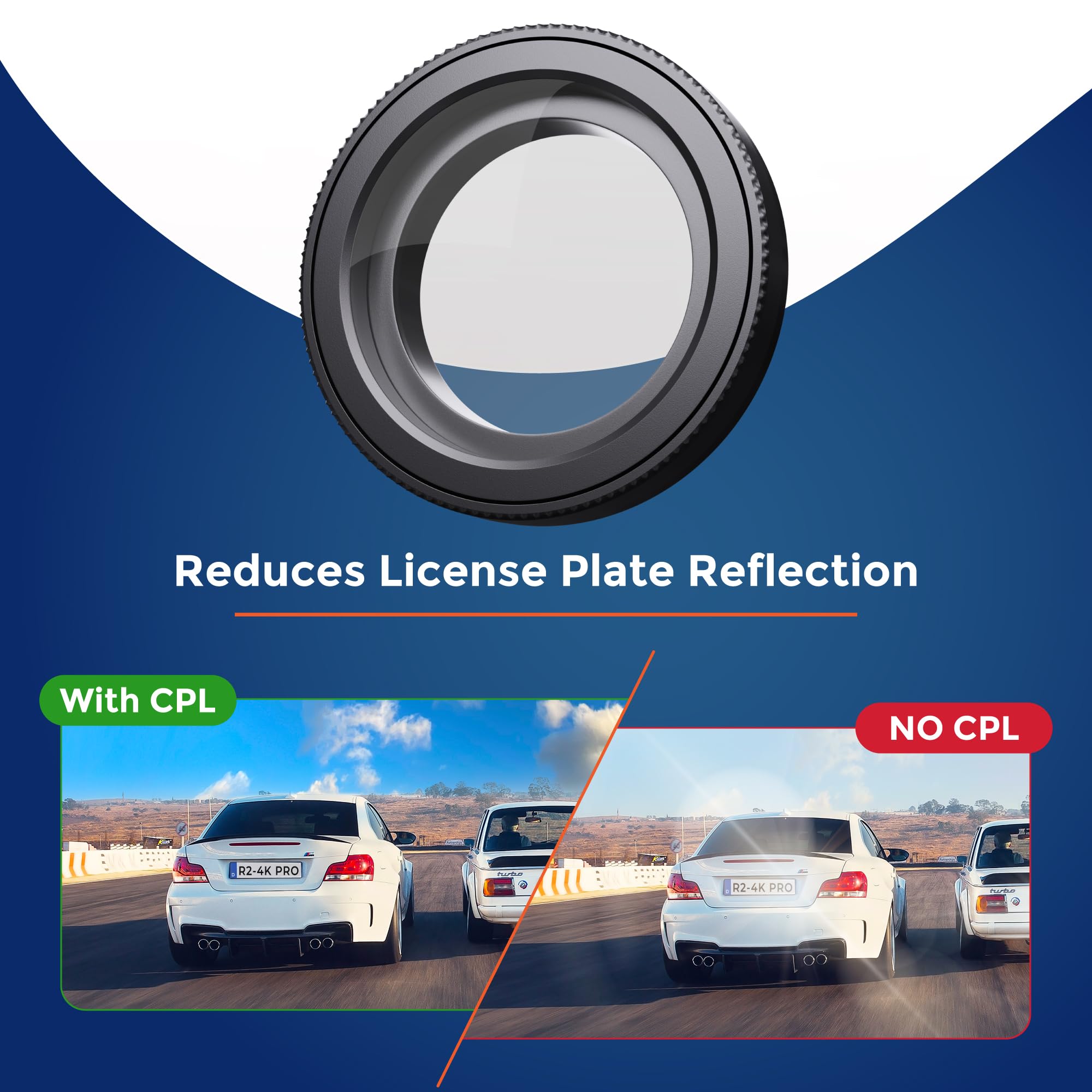 ROVE Ultimate CPL Filter, Anti-Glare Circular Polarizer Lens for ROVE R2-4K, R2-4K PRO, and R2-4K Dual Dash Cam Models