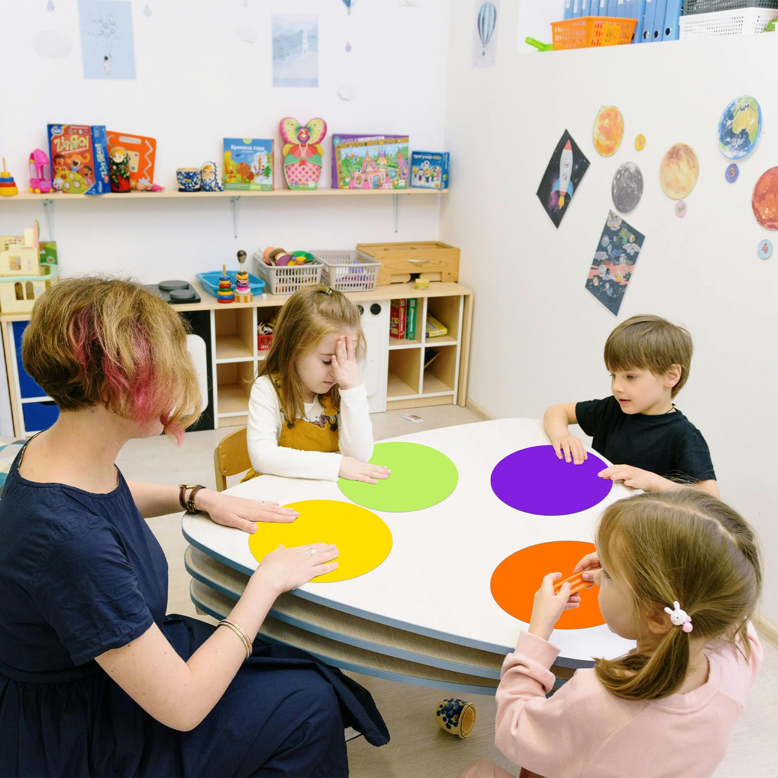Colorful Dry Erase Dots Circles Whiteboard Marker Removable Stickers Spots Wall Decals for School Classroom Teachers Students Table & Desk, 8 Pack