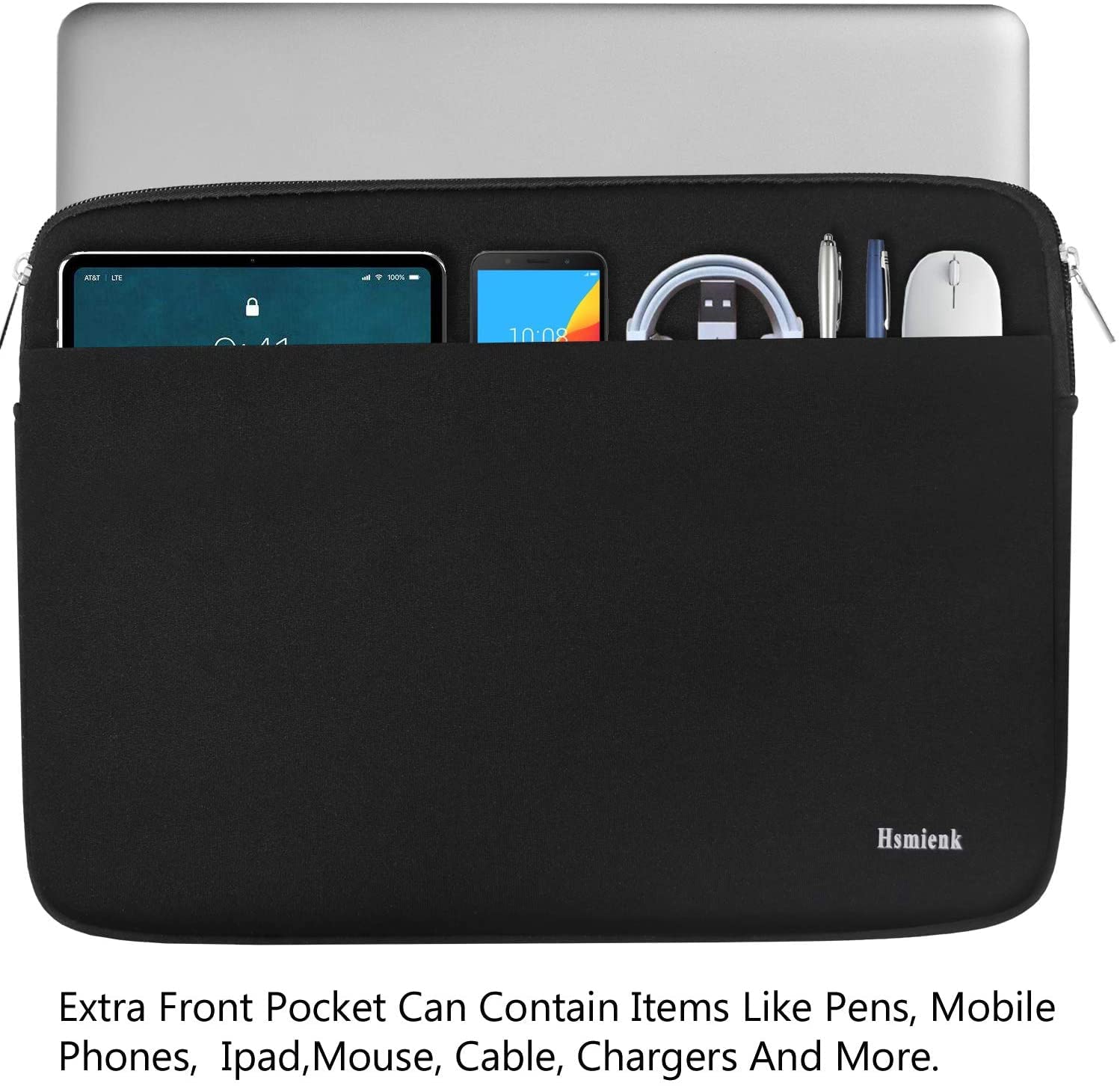 Laptop Case Sleeve 15.6 inch, Shockproof Protective Notebook Case with Accessory Pocket, Briefcase Carrying Laptop Cover for 15.6" HP, ASUS, Dell, Lenovo, Acer, Black