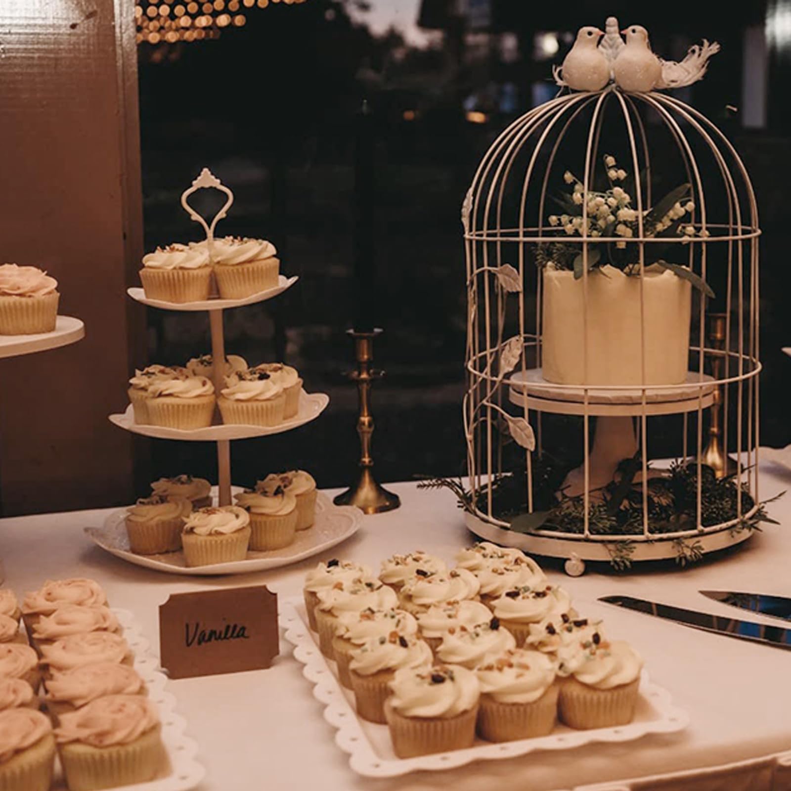10 Pcs Cake Stand White Plastic Dessert Table Display Set 4 Pcs 3 Tired Cupcake Stand Cookie Tray Rack Serving Tray Cake Display Tower and 6 Pcs Dessert Trays for Wedding Baby Shower Tea Party