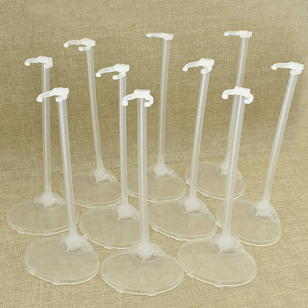 Qlychee 10pcs Transparent Stand Support for Dolls Mini Display Holder