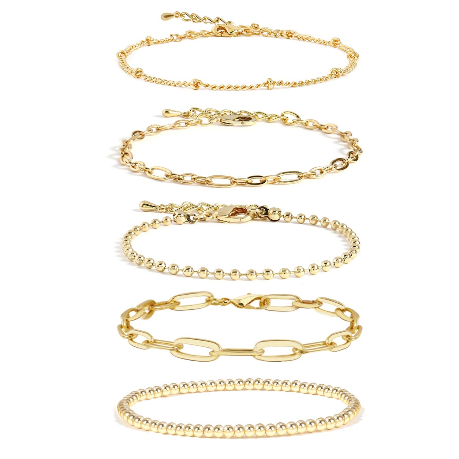 Waterproof Gold Bracelet Stack for Women Non Tarnish,Stainless Steel Dainty Bracelets Layered Paper Clip Bracelet Chain Bracelet for Women Jewelry