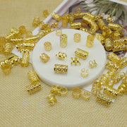 LEILEIXI 100 PCS Gold Dreadlock Locs Accessories for Hair, Hair Jewelry for Braids Hair Rings for Women and Girls, Adjustable Cuffs Braiding Hair Rings Decoration
