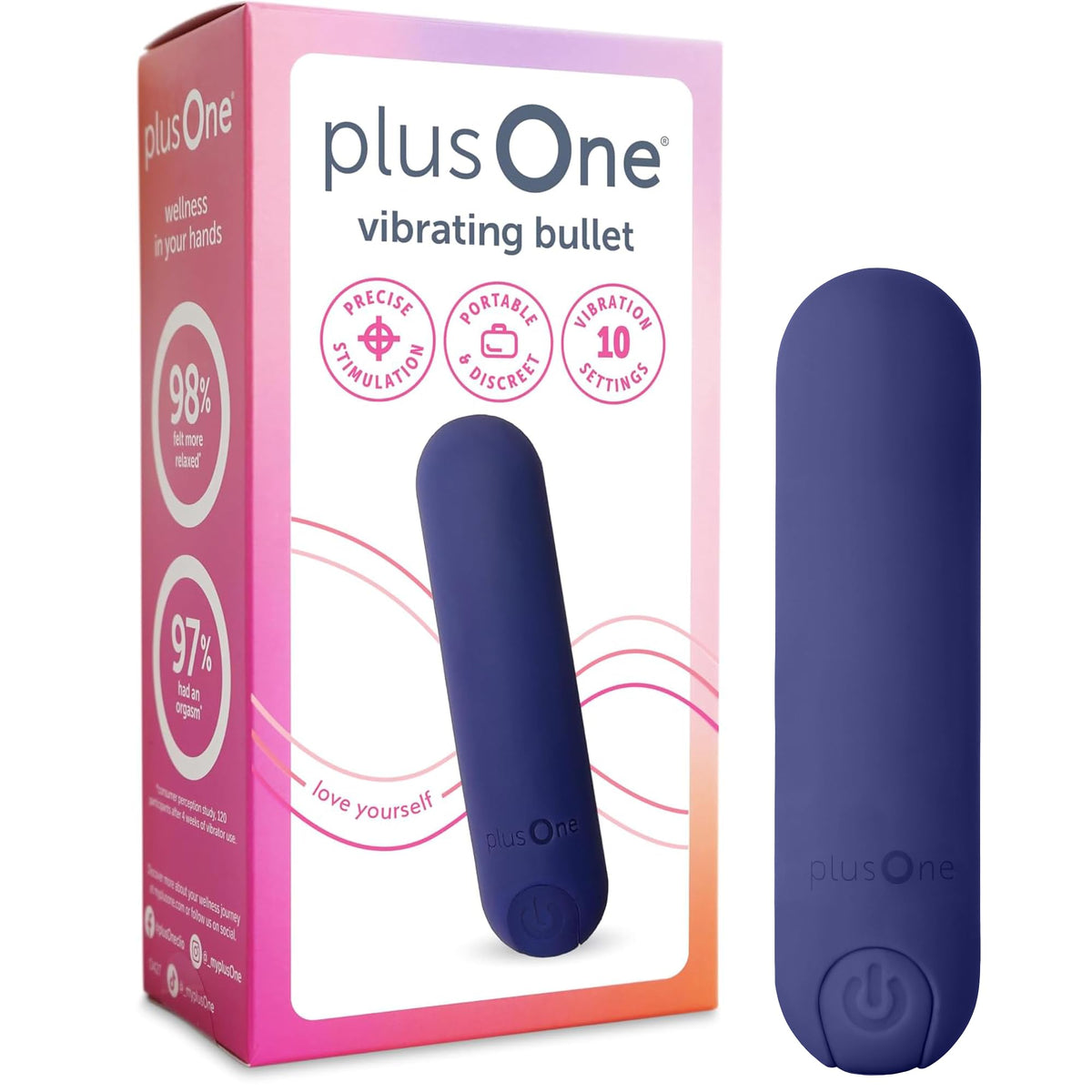 plusOne Bullet Vibrator for Women, Mini Vibrator Made of Body-Safe Silicone, Fully Waterproof, USB Rechargeable, Sex Toy Personal Massager with 10 Vibration Settings, Purple
