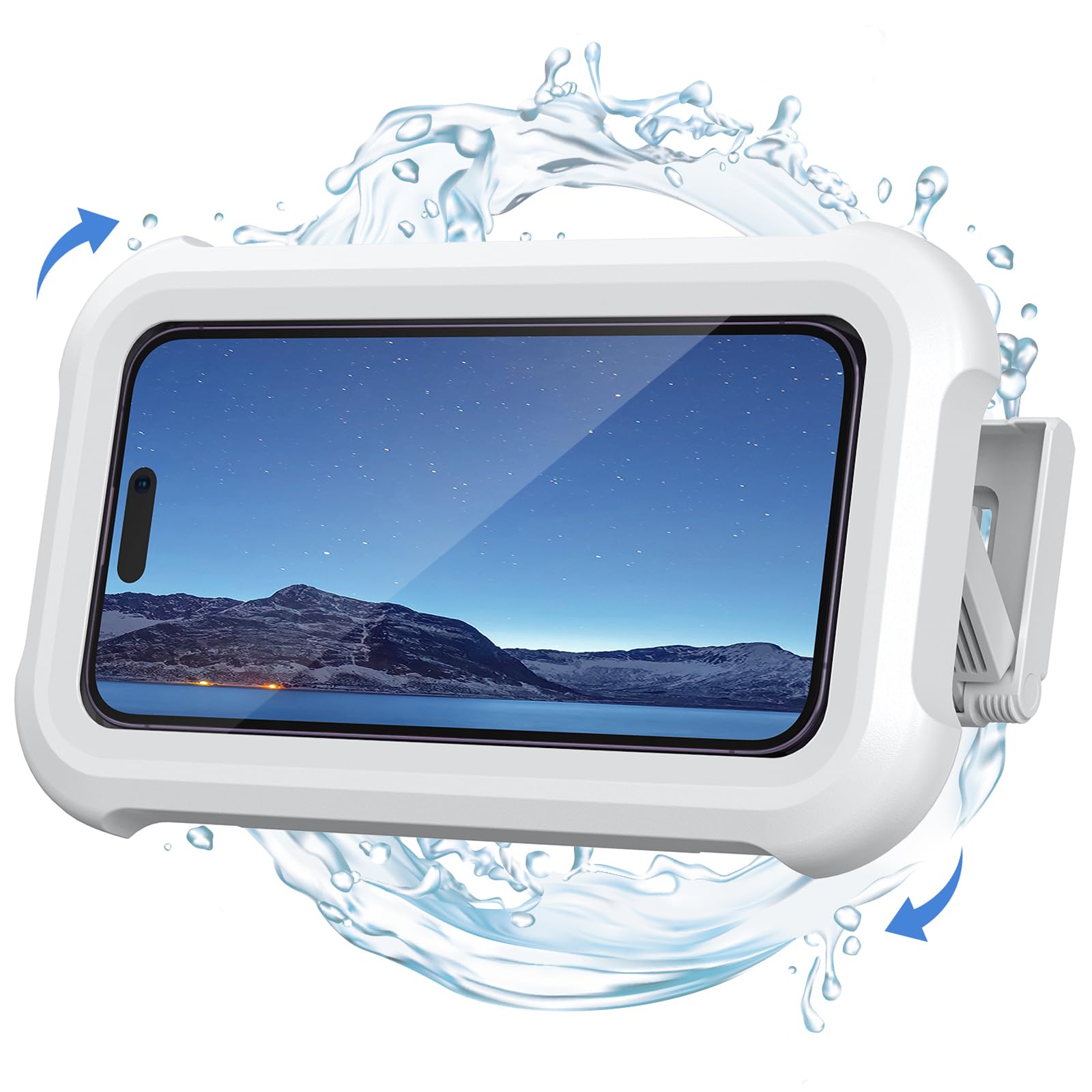Lamicall Shower Phone Holder Waterproof - 480 degrees Rotatable Retractable Adjustable Shower iPhone Case Holder, Bathroom Wall Phone Mount Stand Water Proof Anti Fog Case, Accessories for 4-7" Cellphones