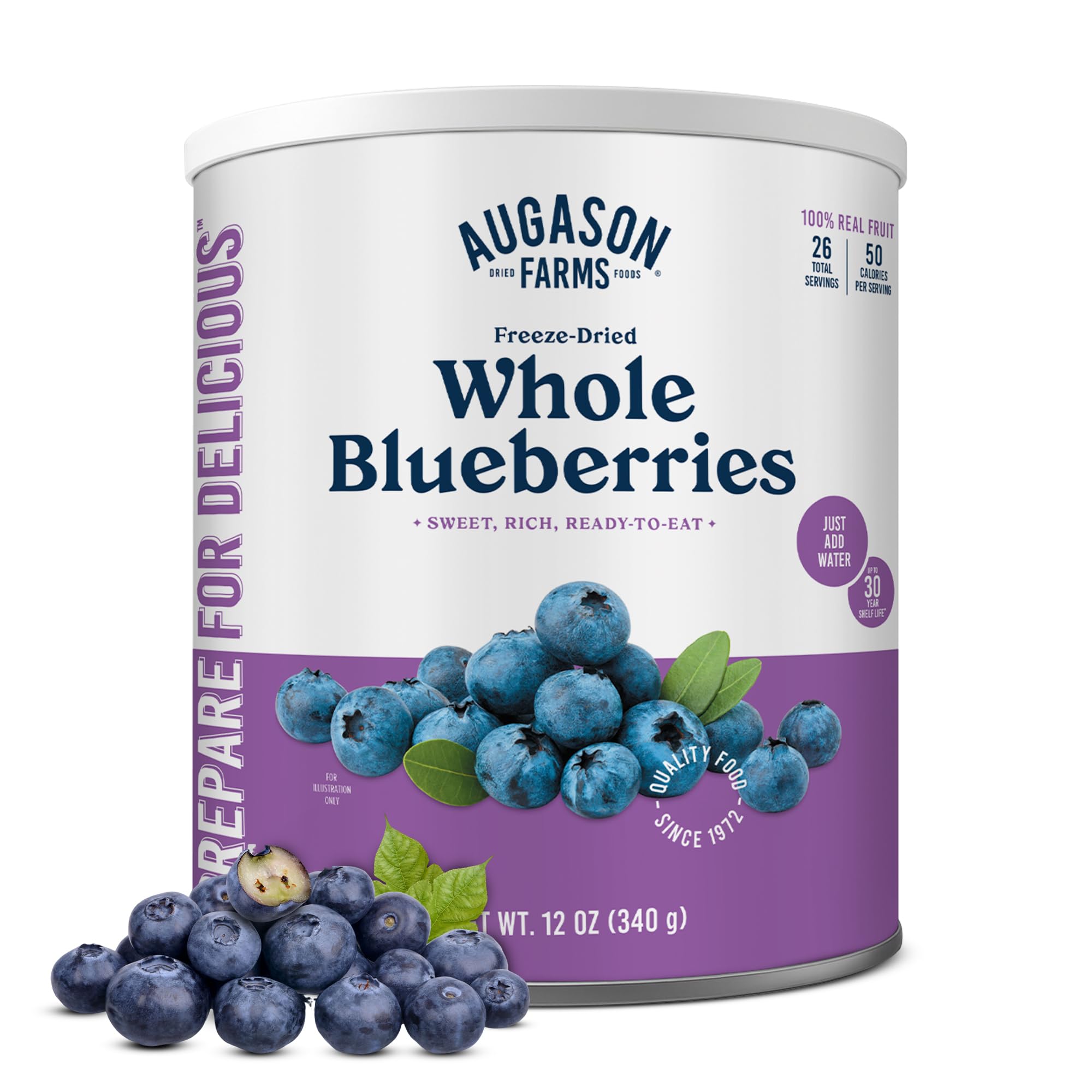 Augason Farms Dried Whole Blueberries Can - Dried Fruit for Baking & Emergency Food Supply - Dehydrated Camping Food with Long Shelf Life for Everyday Meal - 26 Servings