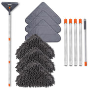 NWGOF Wall Cleaner Mop with 79 Inches Long Handle, 360° Wall Washer Cleaner Tool for Walls/Ceiling Fans/Dust/Baseboard/Floors Clean, Ceiling Cleaner Tool Duster with Squeegee 6 Replacement Pads