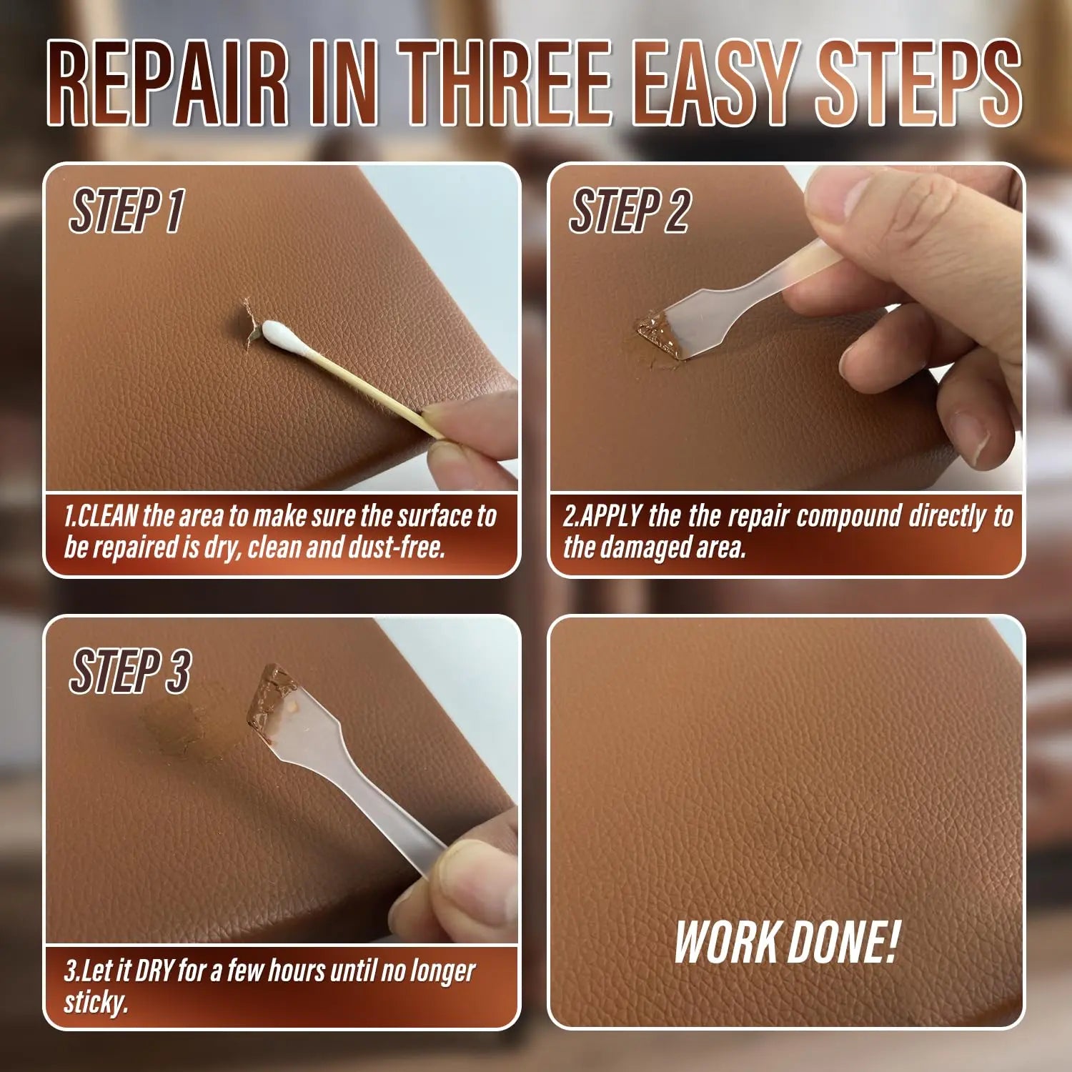 ARCSSAI ARCSSAL Brown Leather Repair Kit for Furniture, Leather Couch Repair Kit for Sofa, Jacket, Car Seats and Purse with Super Easy Instructions, Restores Any Material, Bonded, Pleather, Genuine