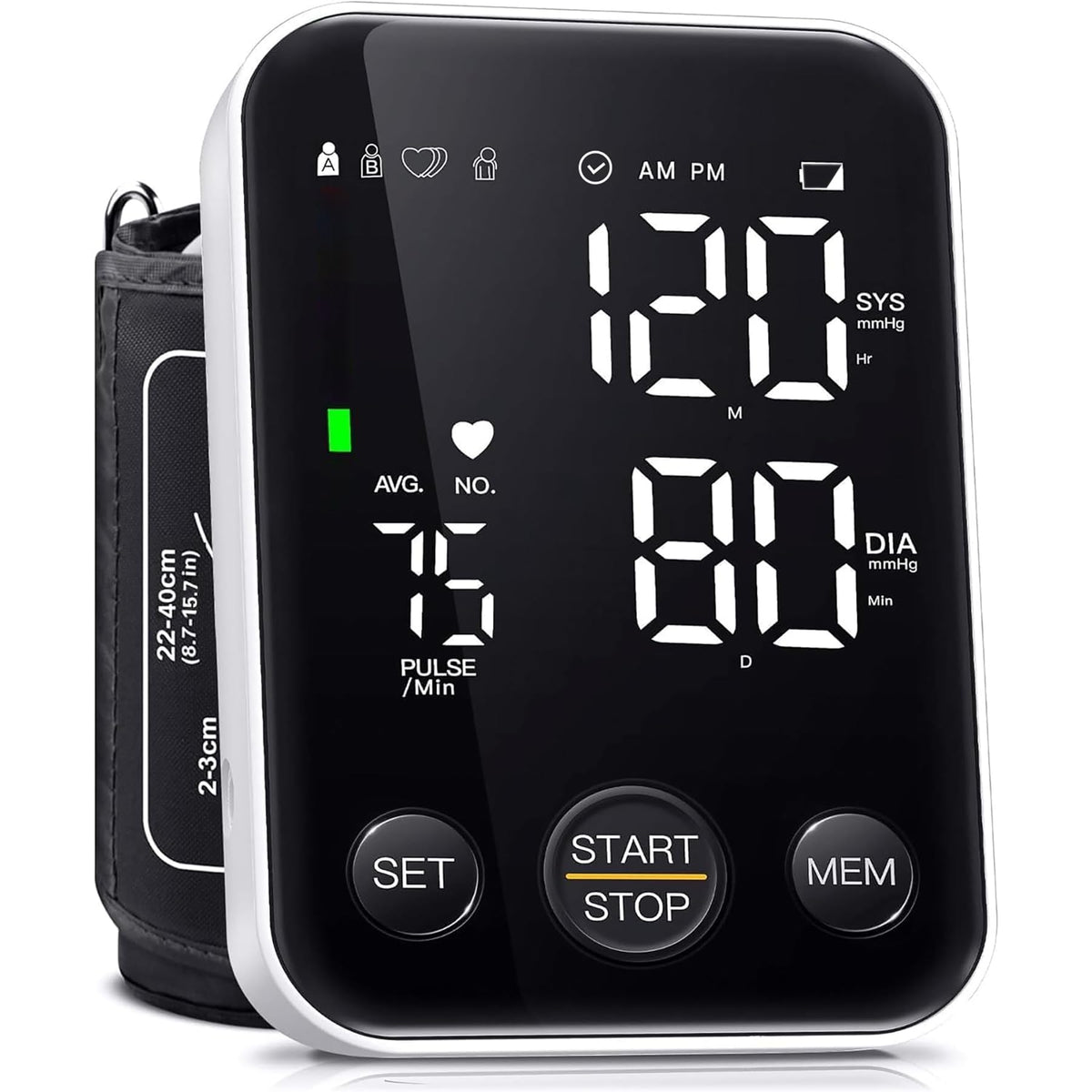 Oklar Blutdruckmessgerät Oberarm-Blutdruckmessgerät für den Heimgebrauch Blutdruckgerät Sphygmomanometer mit 2x120 Speicherplätzen Verstellbare Armmanschette 22-40 cm Großes Display mit LED-Hintergrundbeleuchtung Aufbewahrungstasche