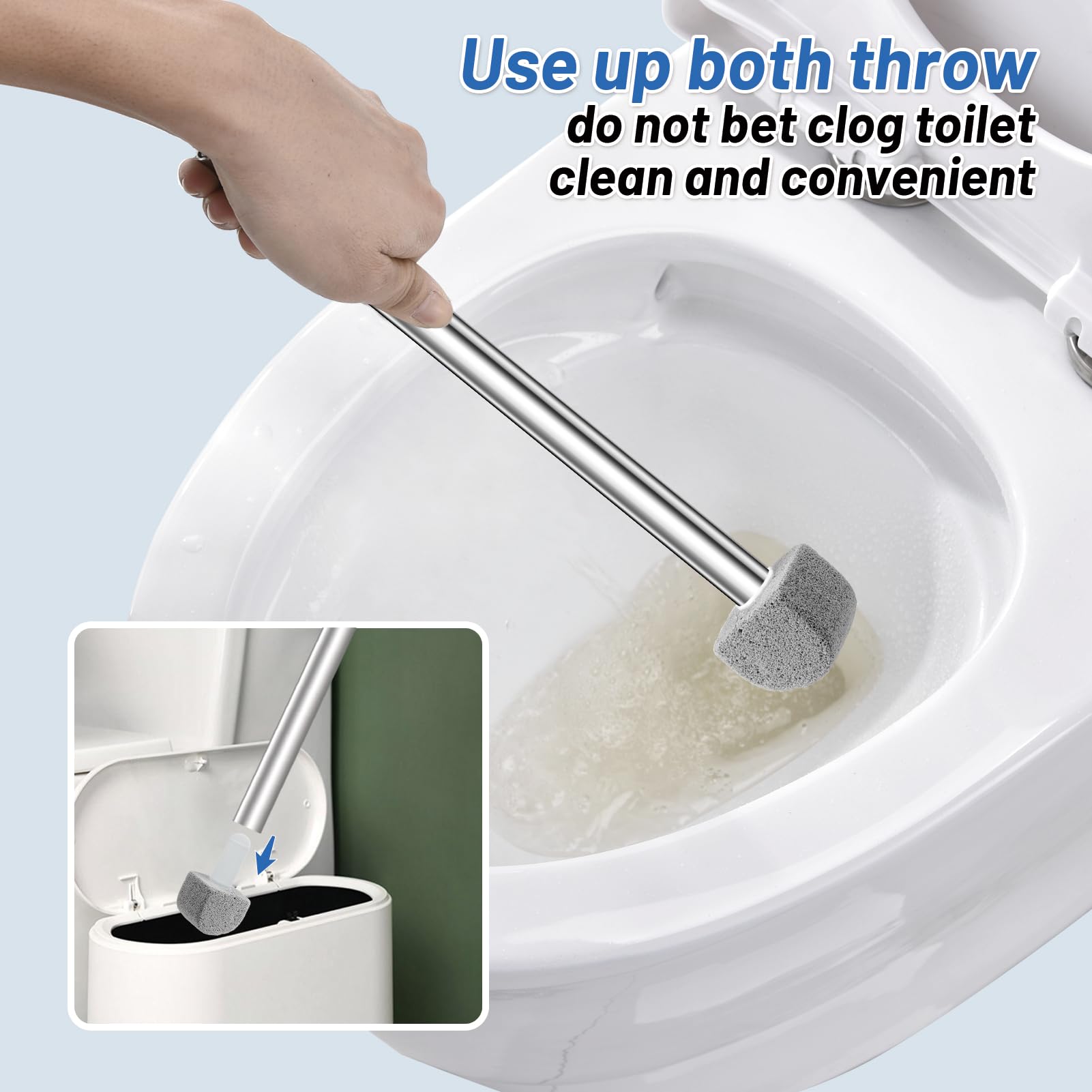 YINGMORE Pumice Stone Toilet Bowl Cleaner Toilet Deep Cleaning,Bathroom Cleaner Brush with Long Handle for Remove Hard Water Stains with Toilet Handle+ Pumice Stones