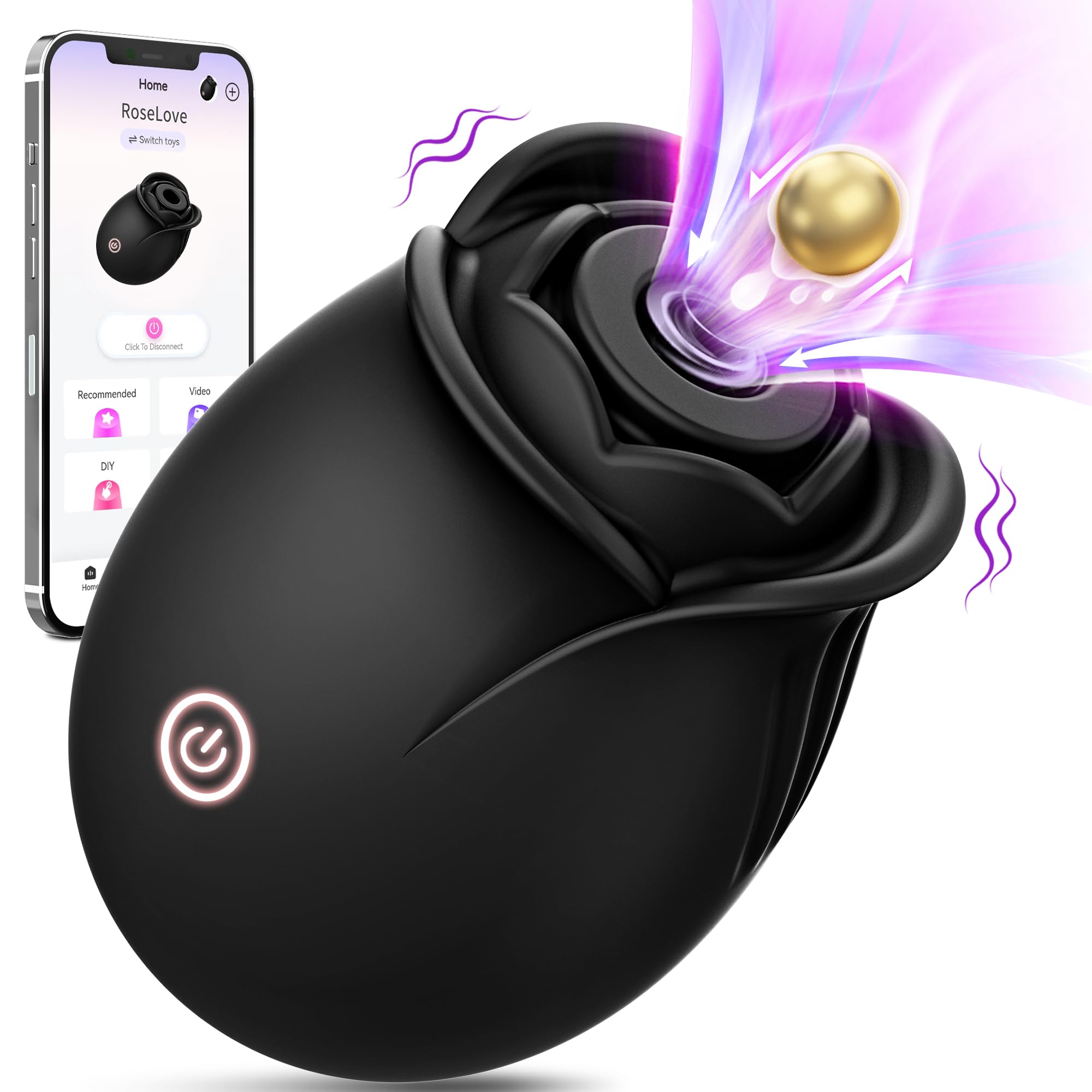 Rose Sex Toy Adult Toys - APP Control Rose Vibrator for Women Sex Toys with 9 Sucking & Vibrating Modes, G Spot Vibrator Adult Sex Toys, Womens Clitoral Nipple Sucker Vibrators for Woman Couples