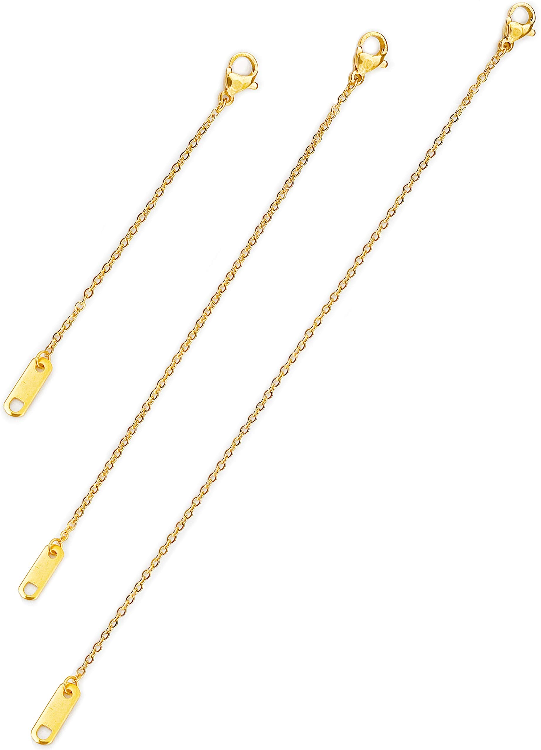 Altitude Boutique 18k Gold Plated Necklace Extenders | Delicate Necklace Extender Chain Set for Women | 3 Piece Set, Hypoallergenic Extensions 2", 4", 6" Inches in Gold, Rose Gold, or Silver (Gold)