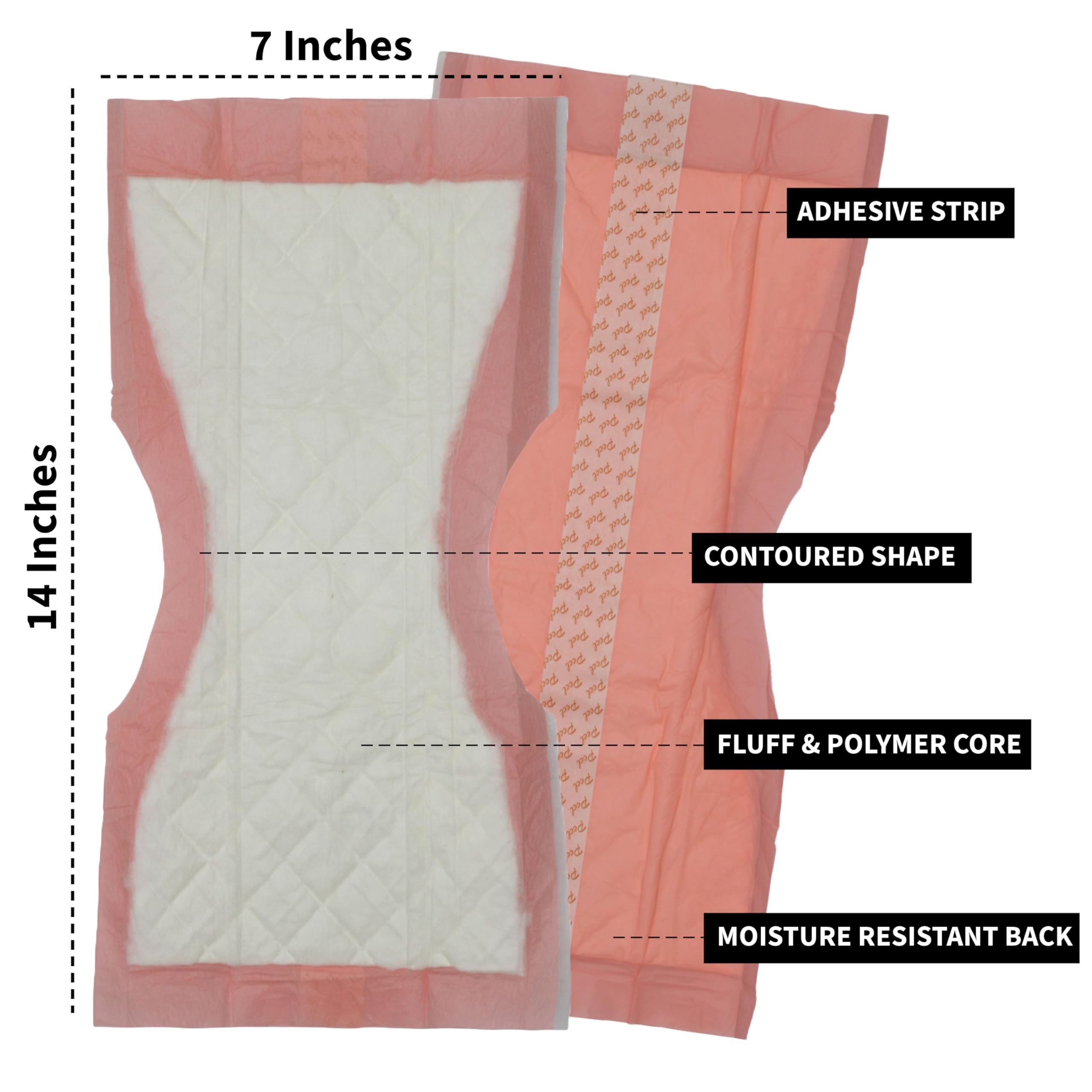 Vakly Extra Large Super-Absorbent Contoured Hospital Style Pad Liners [Pack of 40] 7" Wide X 14" Long - Maternity Pads for Heavier Post Birth Protection - Incontinence Liners 7x14 inches