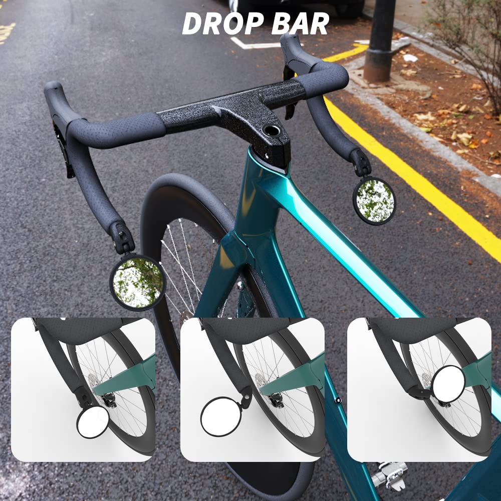 BriskMore Black Convex Rearview Mirrors, 2PCS Adjustable Handlebar Bicycle Mirrors for Road, Mountain, Scooter Bikes
