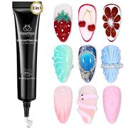 Beetles Sculpting Gel 3D Gel Nail Art Design - 3 in 1 Clear No Wipe Nail Polish Rhinestone Nail Art Glue for Nail Gems Diamond Jewelry Manicure