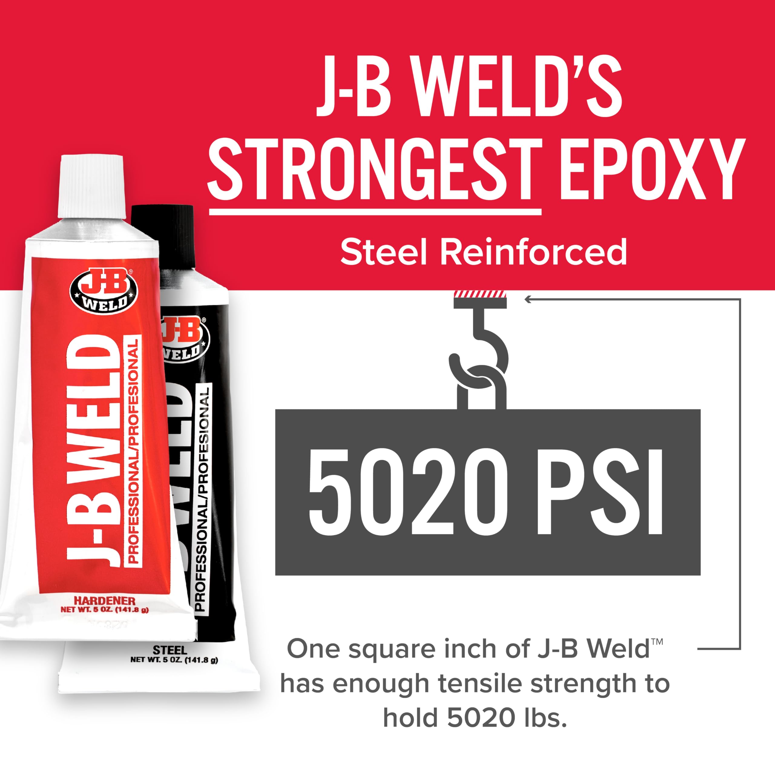J-B Weld 8281 Professional Size Steel Reinforced Epoxy - Hardener and Steel Pack - 10 oz