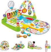Fisher-Price Baby Spielmatte Deluxe Klavier-Spiel-Gymnastikdecke zum Lernen & 2 Maracas weiche Rasseln für Neugeborene bis Kleinkinder Spiel Alter 0+ Monate