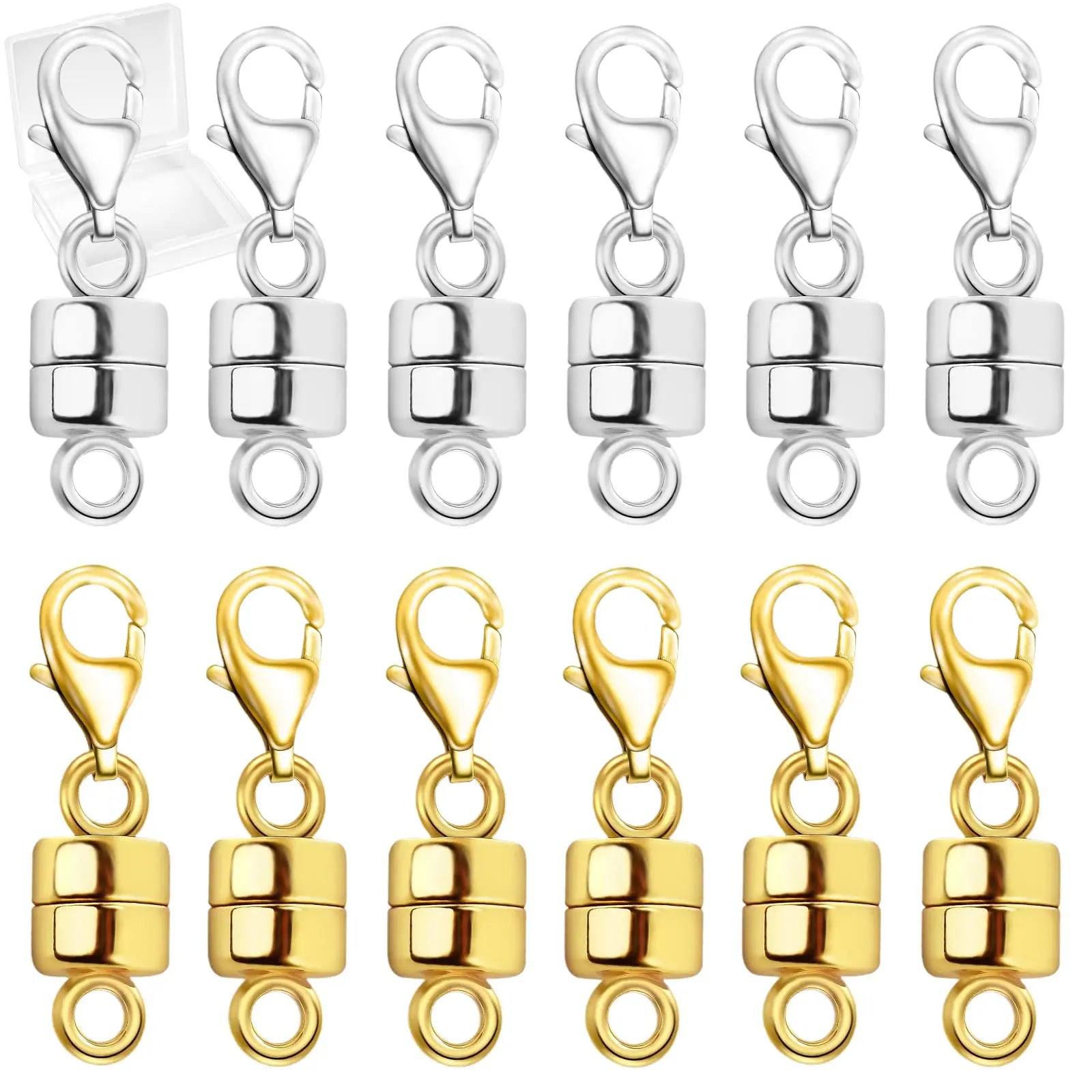 MKCYD Magnetic Necklace Clasp with Lobster Clasp,14K Gold and Silver Magnetic Jewelry Clasps for Necklace Extender Bracelet Closures