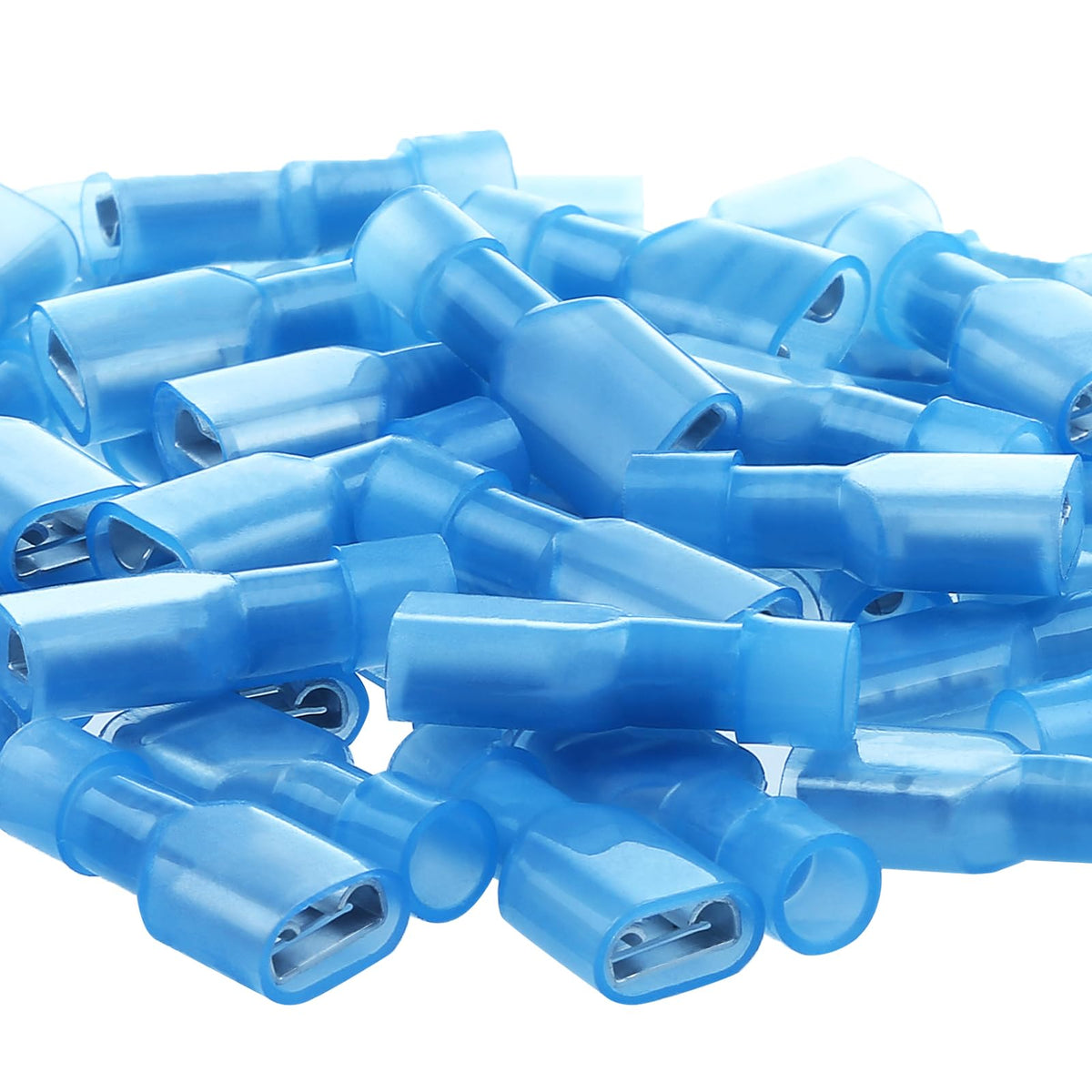 AIRIC UL-gelisteter blauer weiblicher Flachstecker 16-14 AWG, 100 Stück Nylon-Elektro-Crimpverbinder für Lautsprecher-Auto-Stereoverkabelung, Schnellverbindungs-Crimp-Anschlussklemmen für 16, 14 Gauge Draht