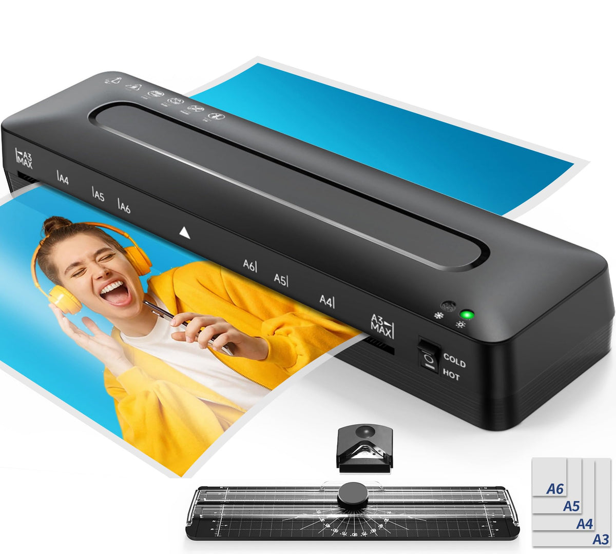 Laminator Machine 11x17 Laminator - 13 Inch Cold Thermal Laminators Machine with Laminating Sheets, A3 Personal Laminators for Teachers, Laminating Machine 90s Warm-Up No Jam for Home Office School