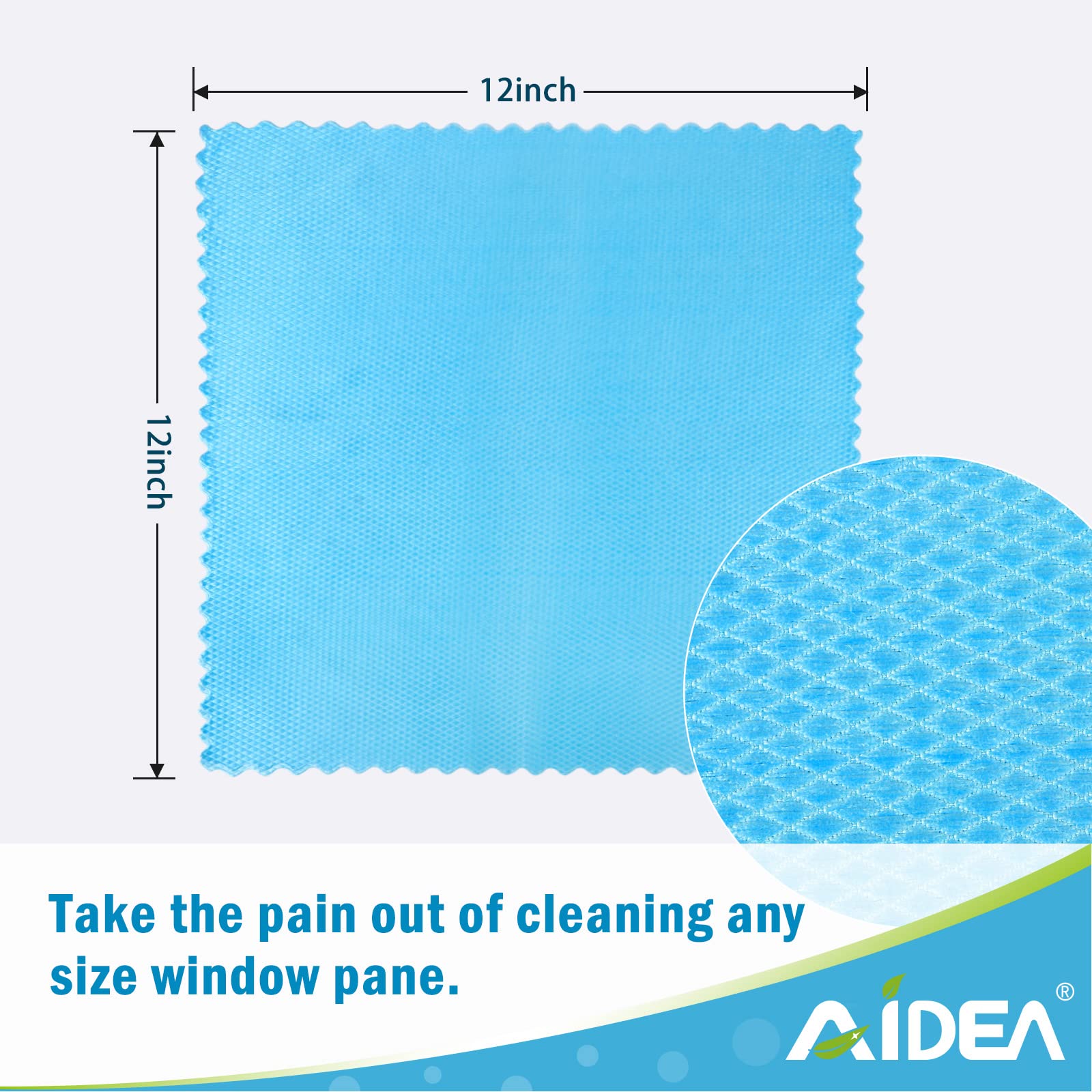 AIDEA Microfiber Glass Cleaning Cloth, 8PK, Premium Microfiber Glass and Window Cleaner, Lint Free Quickly Clean Windows, Glasses, Windshields, Mirrors, Stainless Steel, 12"x12"