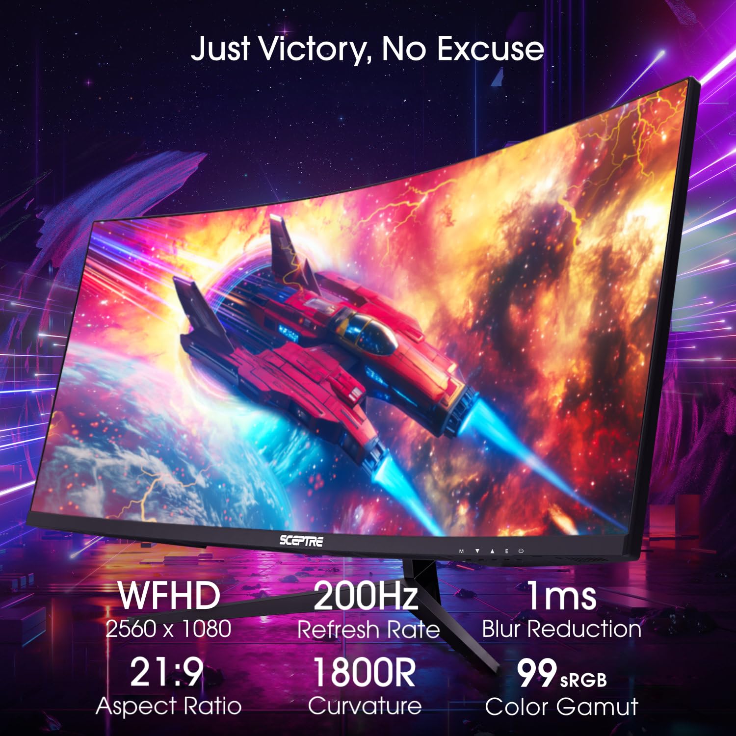 Sceptre New Curved 30-inch Gaming Monitor 200+Hz Build-in Speakers 2560 x 1080p HDMI x2 DP x2 Machine Black 2025