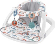 Fisher-Price Tragbarer Babyhochstuhl Sit-Me-Up Bodensitz mit Entwicklungsspielzeug & maschinenwaschbarem Sitzpolster, Regenbogen Duschen