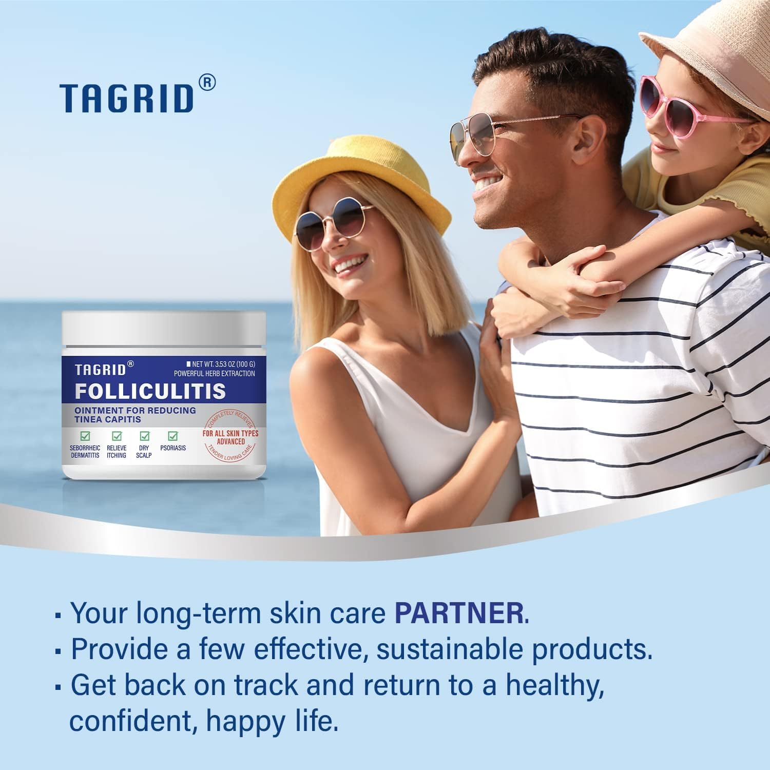 TAGRID Folliculitis Treatment Cream - 7X Fast, Ingrown Hair Treatment, Soothing Scalp, Face & Body Cream - Hydrating & Refreshing - 100g