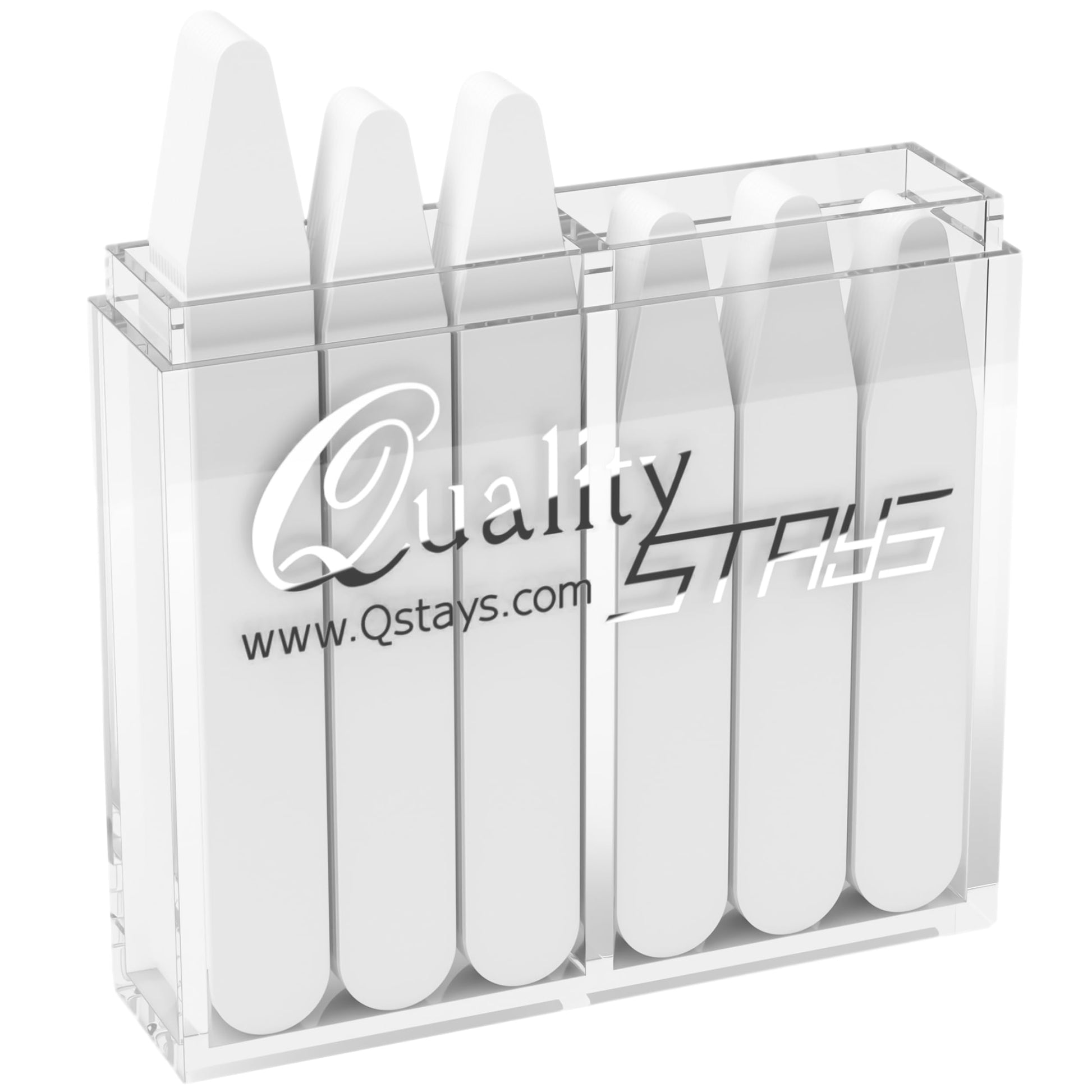 60 Plastic Collar Stays for Men's Dress Shirts with Storage Holder – 4 Assorted Sizes