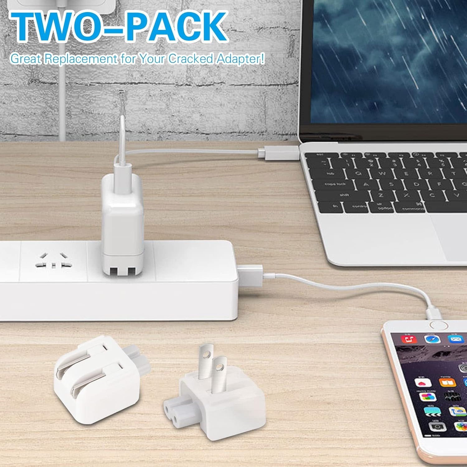 Mandalahuang Mac Wall Adapter Plug Duckhead US Charger Cord Standard Duck Head for MacBook, iBook, iPhone, iPod Power Adapter Brick (2 PCs)