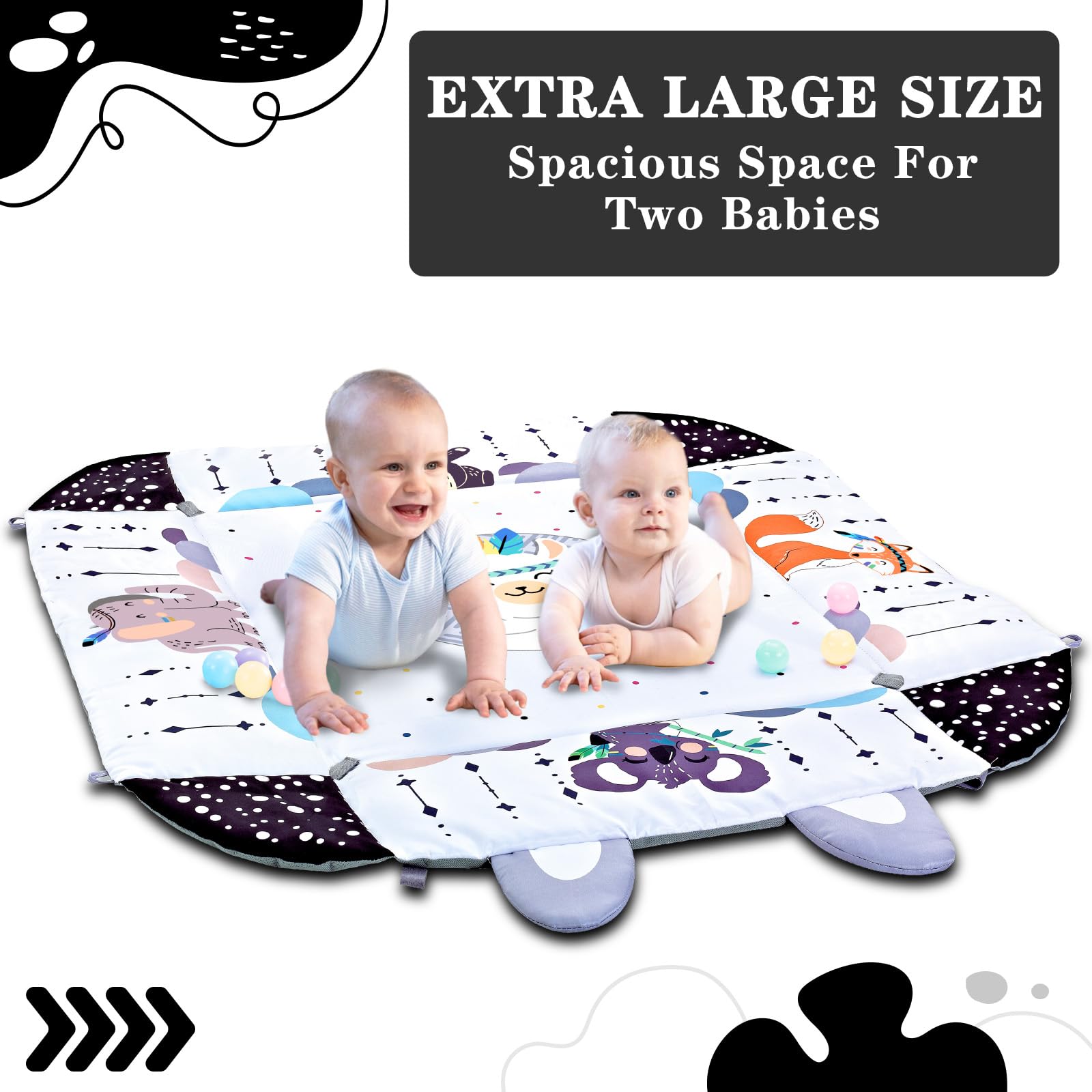 TFDER Baby Gym Play Mat, 8-in-1 Tummy Time Mat & Activity Gym, Washable Ball Pit, Infant Play Mat with Detachable Toys for Sensory Exploration and Motor Skill Development