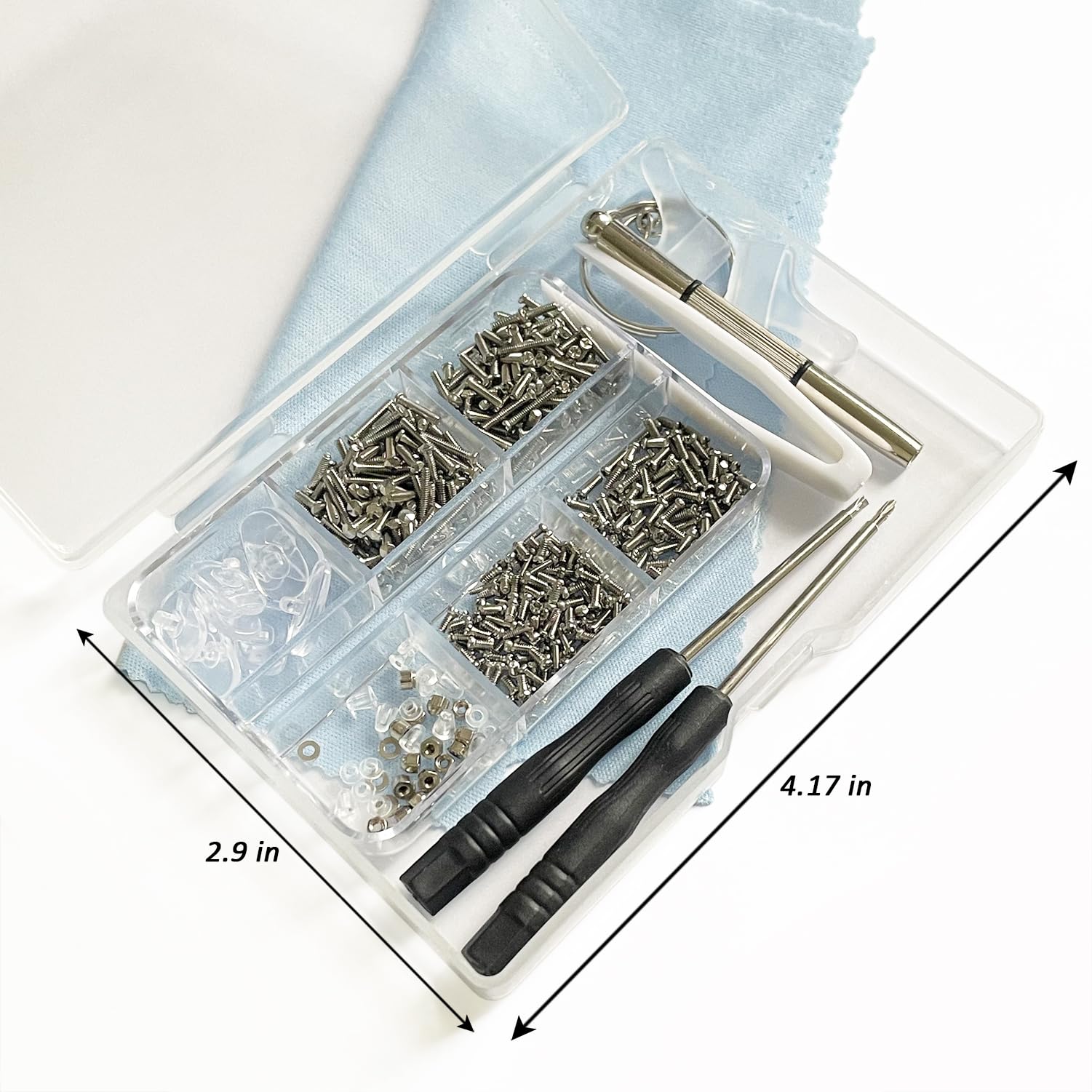 PTSLKHN Eyeglass Repair Kit with Screws, 15 Types Screws for Eyeglasses - Frame Screws, Hinge Screws, Nose Pads Screws - Essential Eye Glasses Repairing Kit Tool