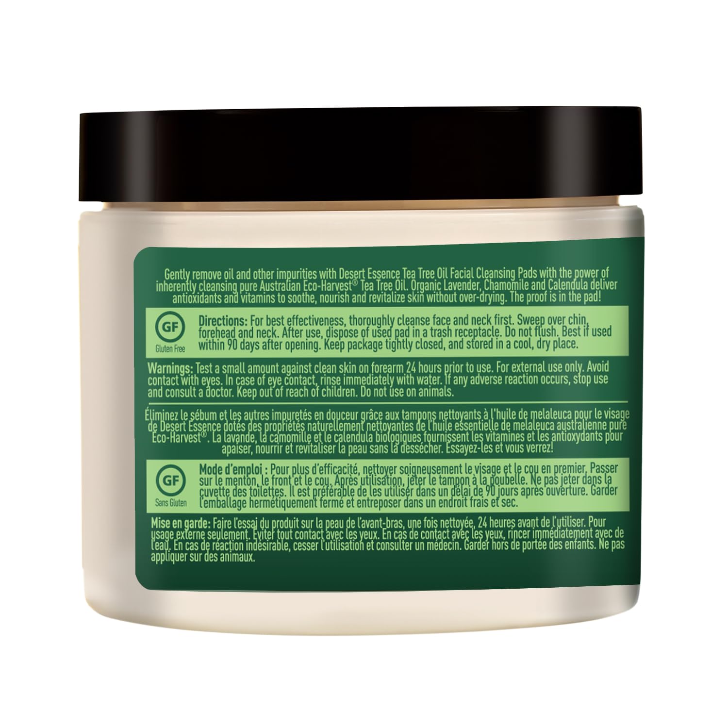 Desert Essence Tea Tree Oil Facial Cleansing Pads - Makeup Remover, Facial Cleanser & Toner with Organic Lavender & Chamomile - Travel-Friendly Personal Wipes for Clarifying Skin Care - 50 Pads