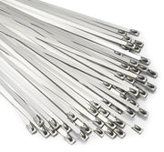 Metall Kabelbinder 30 cm 100 Stück 304 Edelstahl Kabelbinder Hochbelastbare Mehrzweck-Selbstsichernde Kabelbinder für Maschinen, Fahrzeuge, Abgasanlagenisolierung, Bauernhöfe, Rohre, Dächer, Kabel und Außenzäune