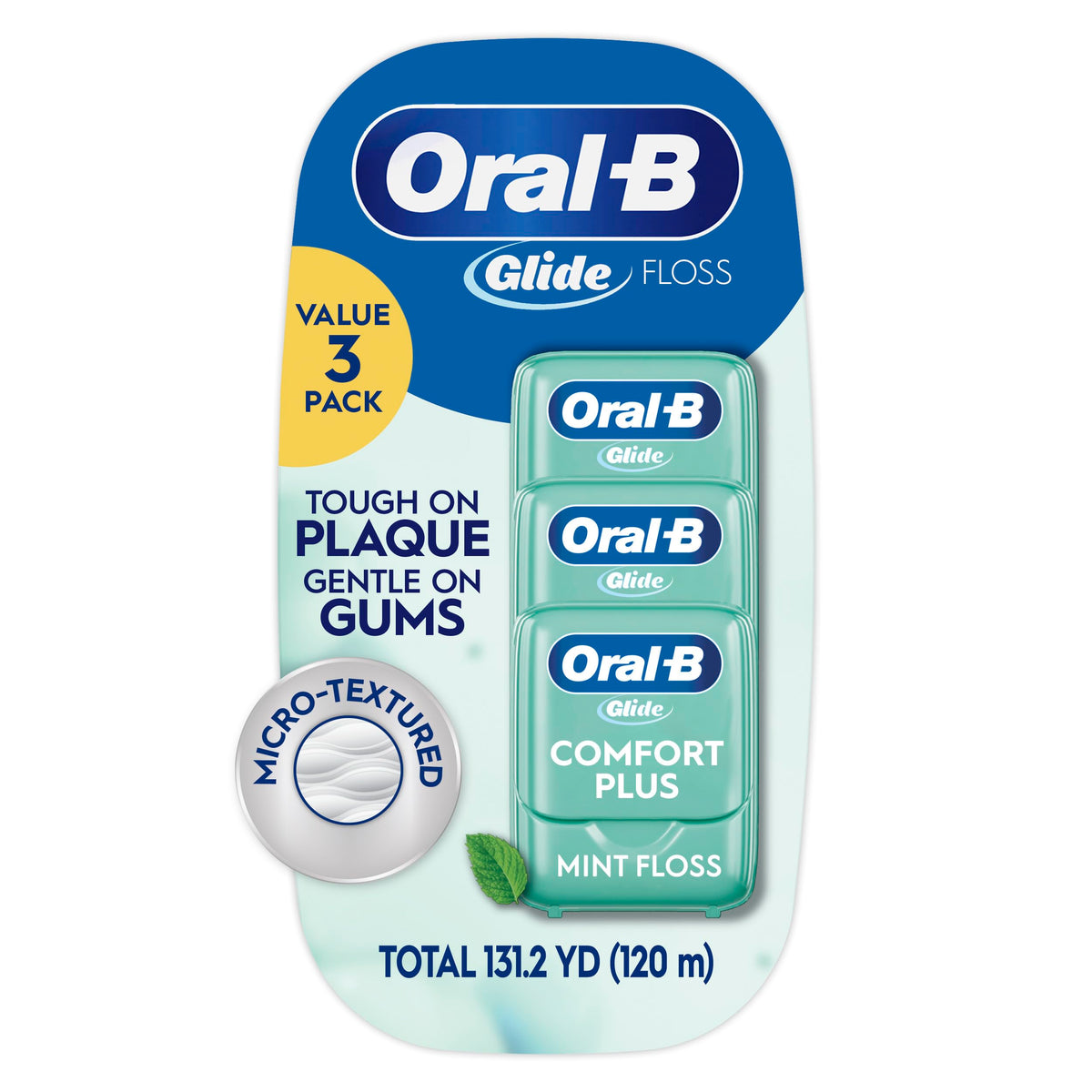 Oral-B Glide Pro-Health Comfort Plus Floss, Mint, 3 Ct