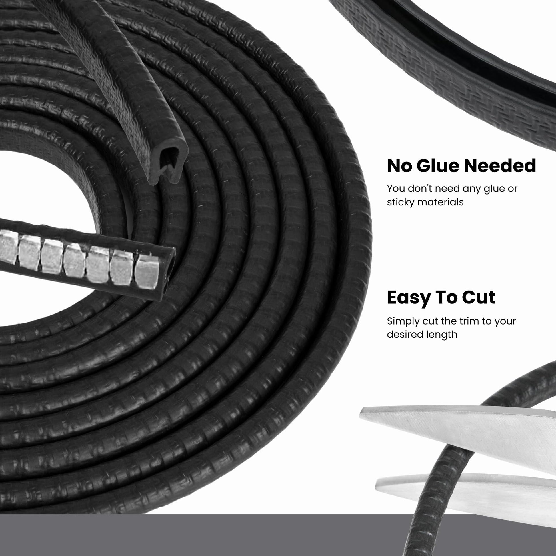 Edge Trim Black Small, Fits Edge 1/16 to 1/8 Inch, Length 10 Feet (3.05 Meter)