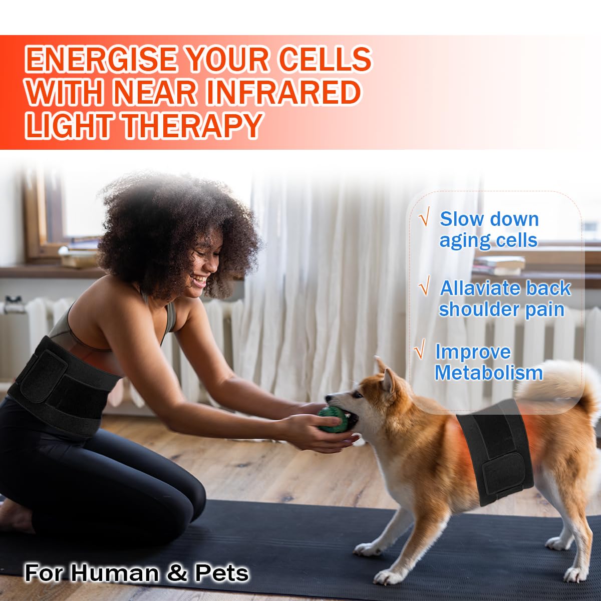Red Light Therapy Infrared Light Therapy Pad for Body Pain NIR Deep Therapy for Back Knee Hands Feet Relief Portable 660nm 850nm Home Heating Light Therapy Wrap Belt Gift for Women Men