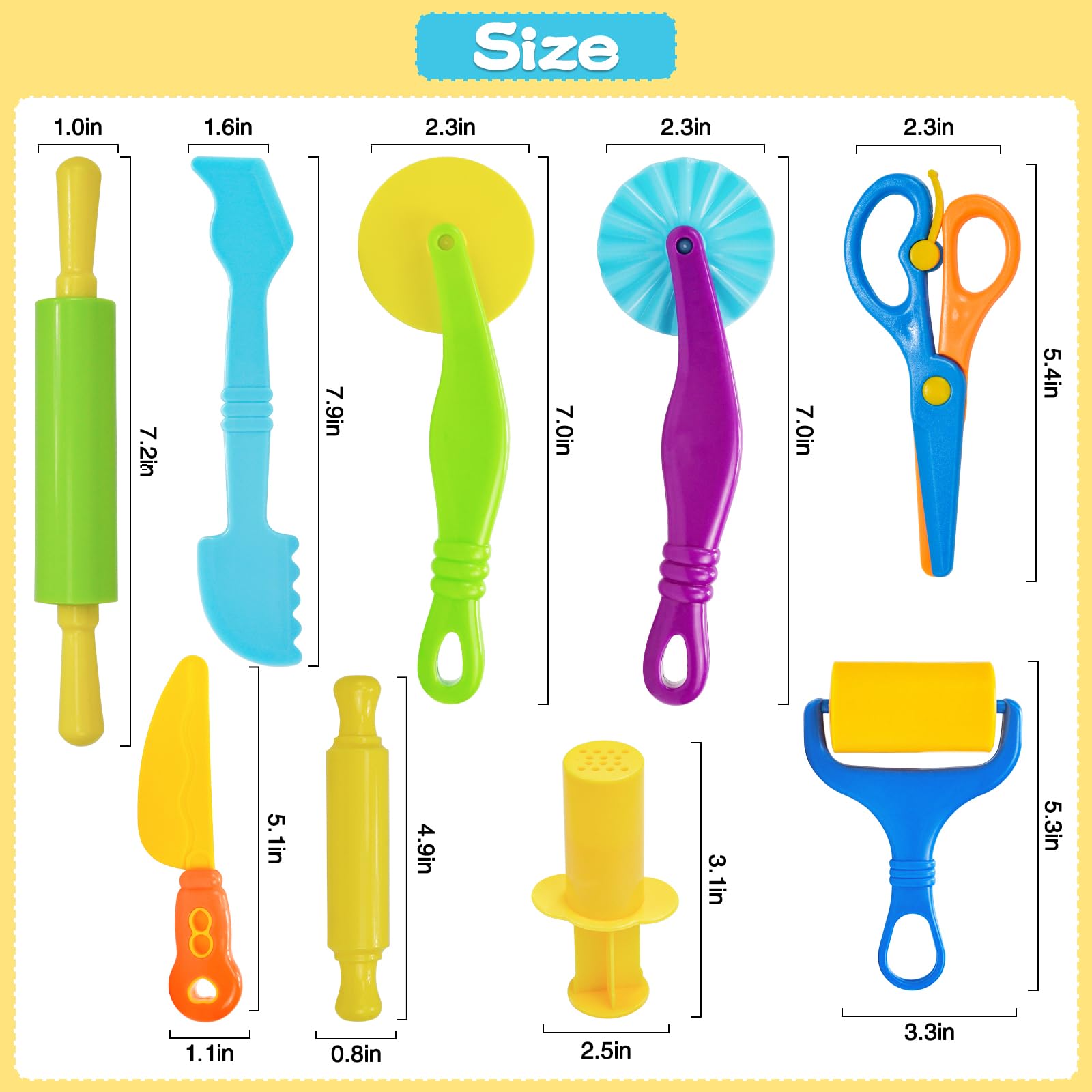 LCY WEDSHI Playdough Tool Set, 9 Pcs Play Dough Tools Sets for Kids Ages 4-8, Playdough Accessories Includes Cutters Roller, Rolling Pins, Safety Scissors, Plastic Knife