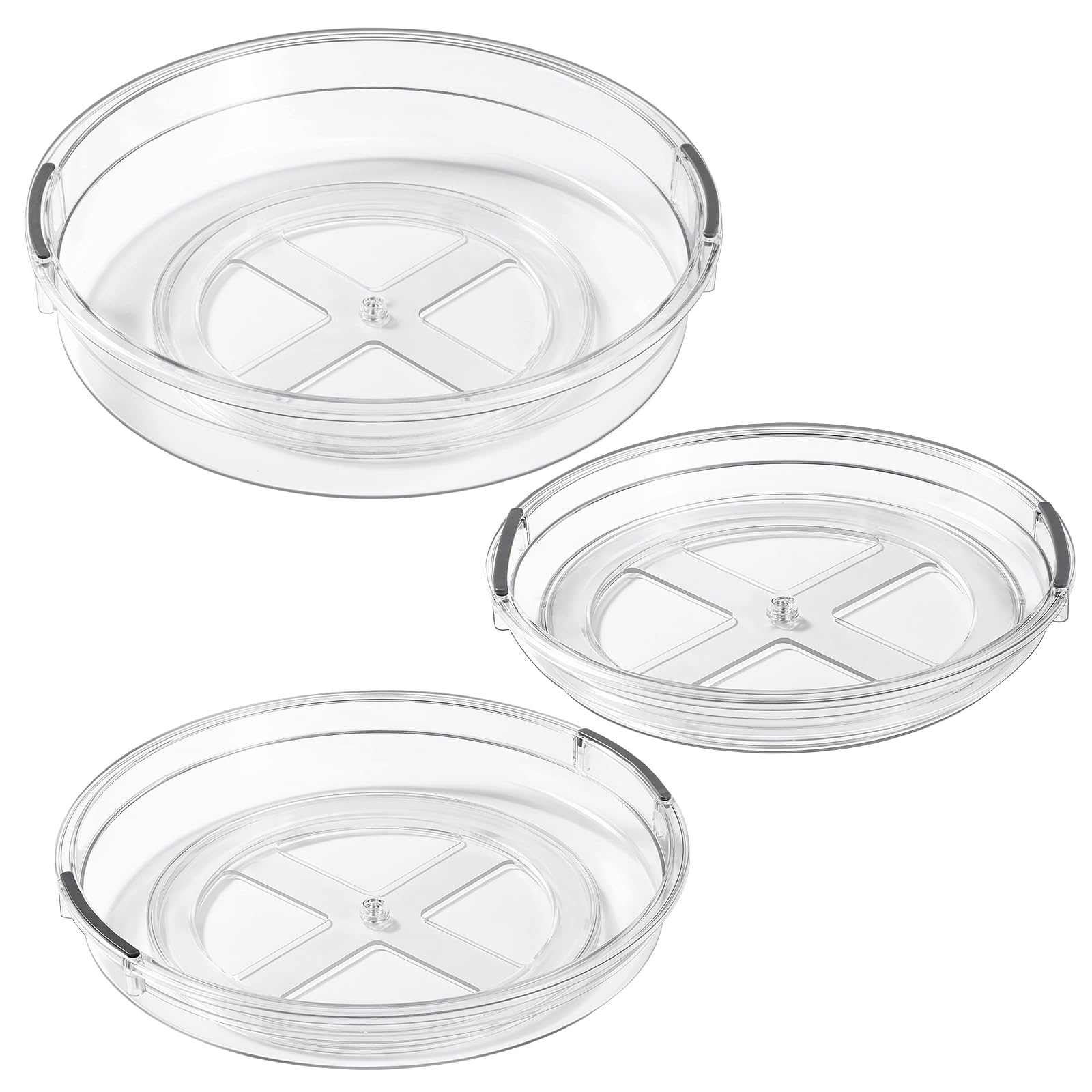 LAMU 3 Pack Lazy Susan Organizer Turntable for Cabinet, Rotating Condiment Organizer for Kitchen Pantry Organizers and Storage, Table Top, Fridge, Countertop, Spice Organization, 9.25'' 10.6'' 12''