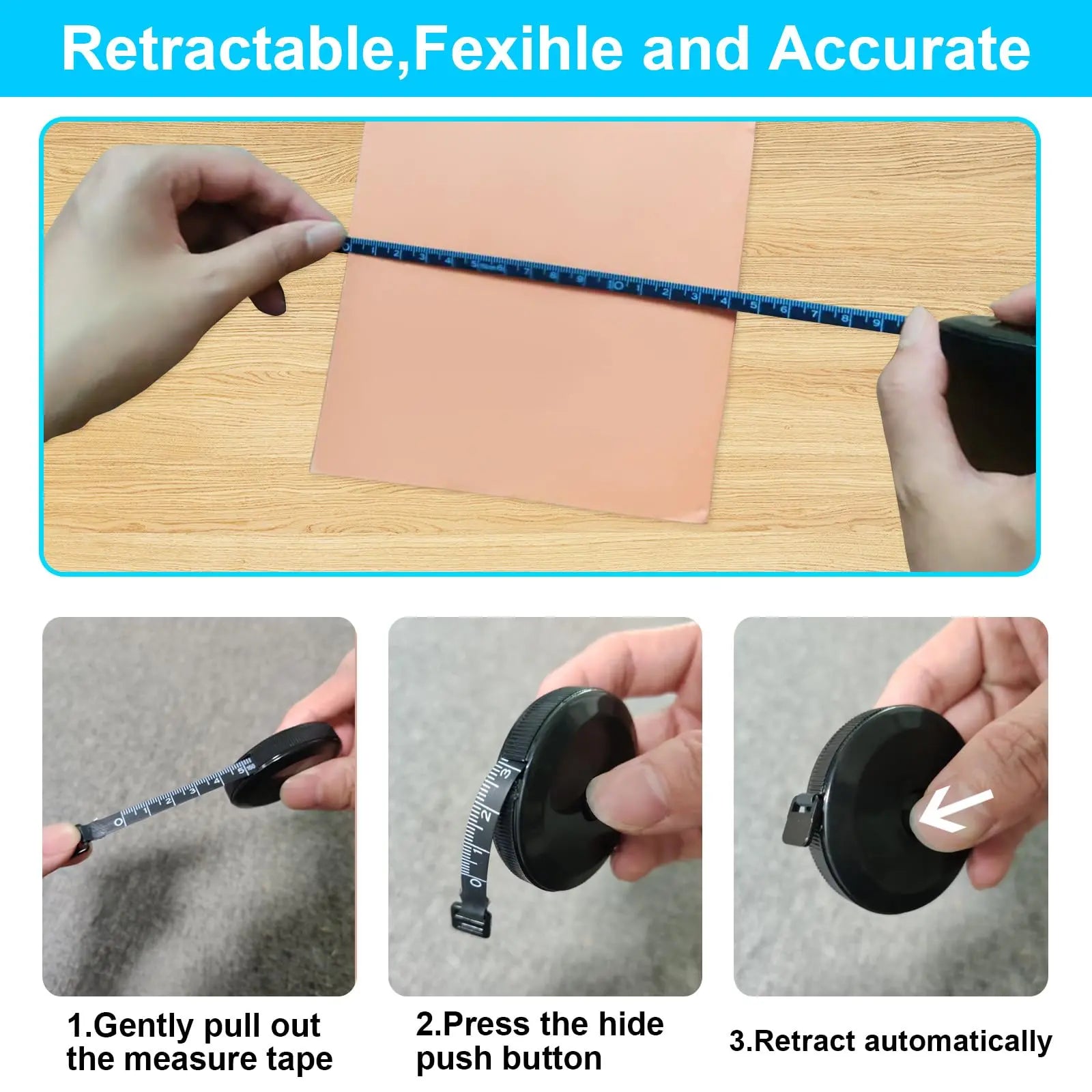 4 Pack Tape Measure Retractable Measuring for Body Fabric Sewing Tailor Cloth Knitting Craft Measurements, 60-Inch Soft Measuring Tape Double Scales Rulers for Body Weight