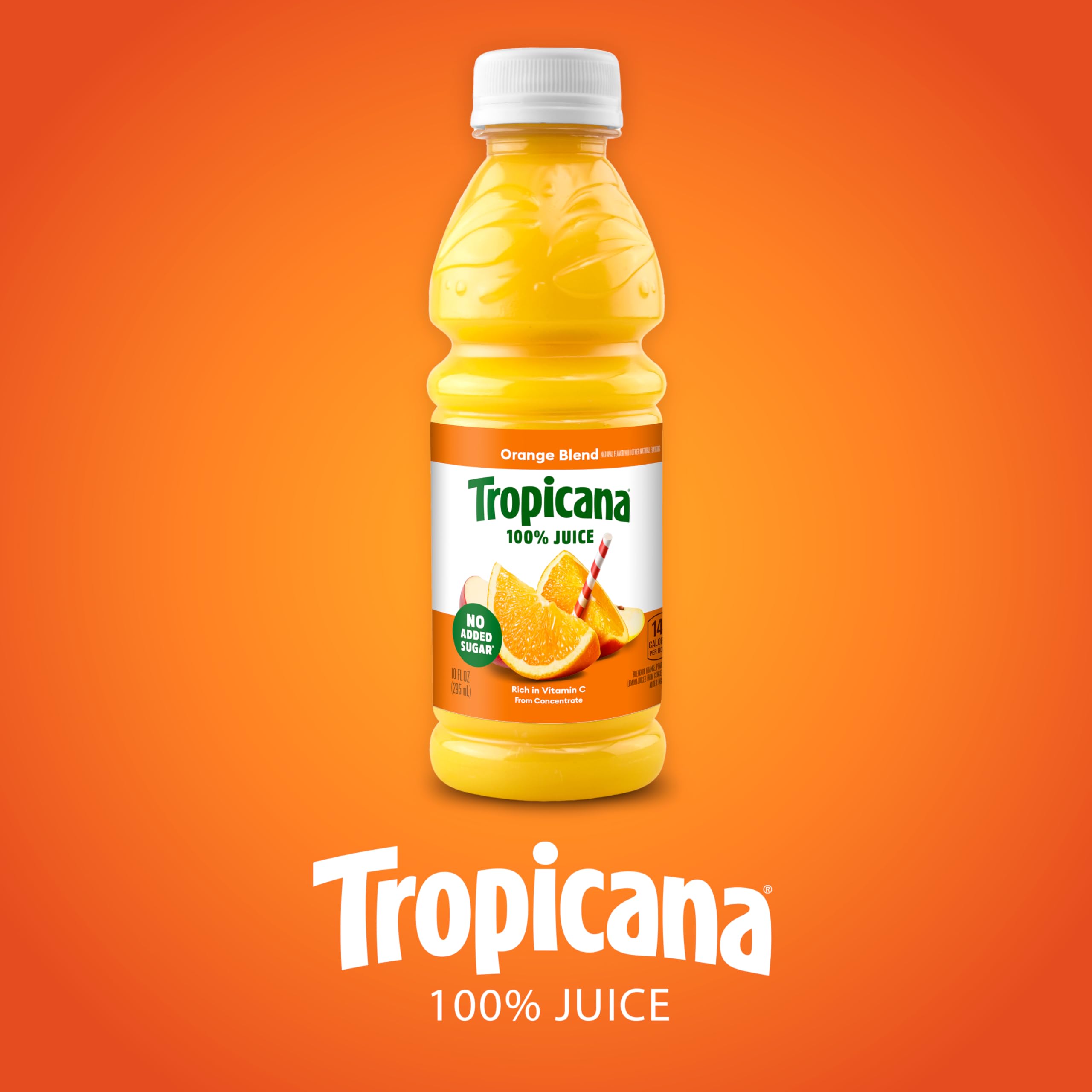 Tropicana 100% Juice Orange Blend, Single Serve, 10 fl oz Bottles (Pack of 24) - Real Fruit Juice, Vitamin C Rich, No Added Sugars, No Artificial Flavors