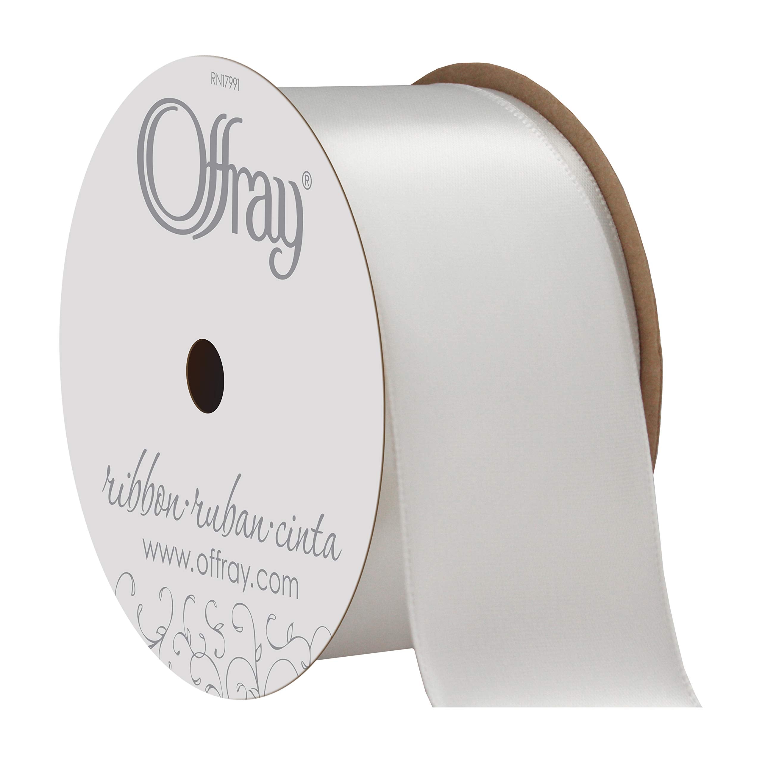 C.R. Gibson Berwick Offray 061183 شريط ساتان أحادي الوجه، عرض 1.5 بوصة، أبيض، 4 ياردات