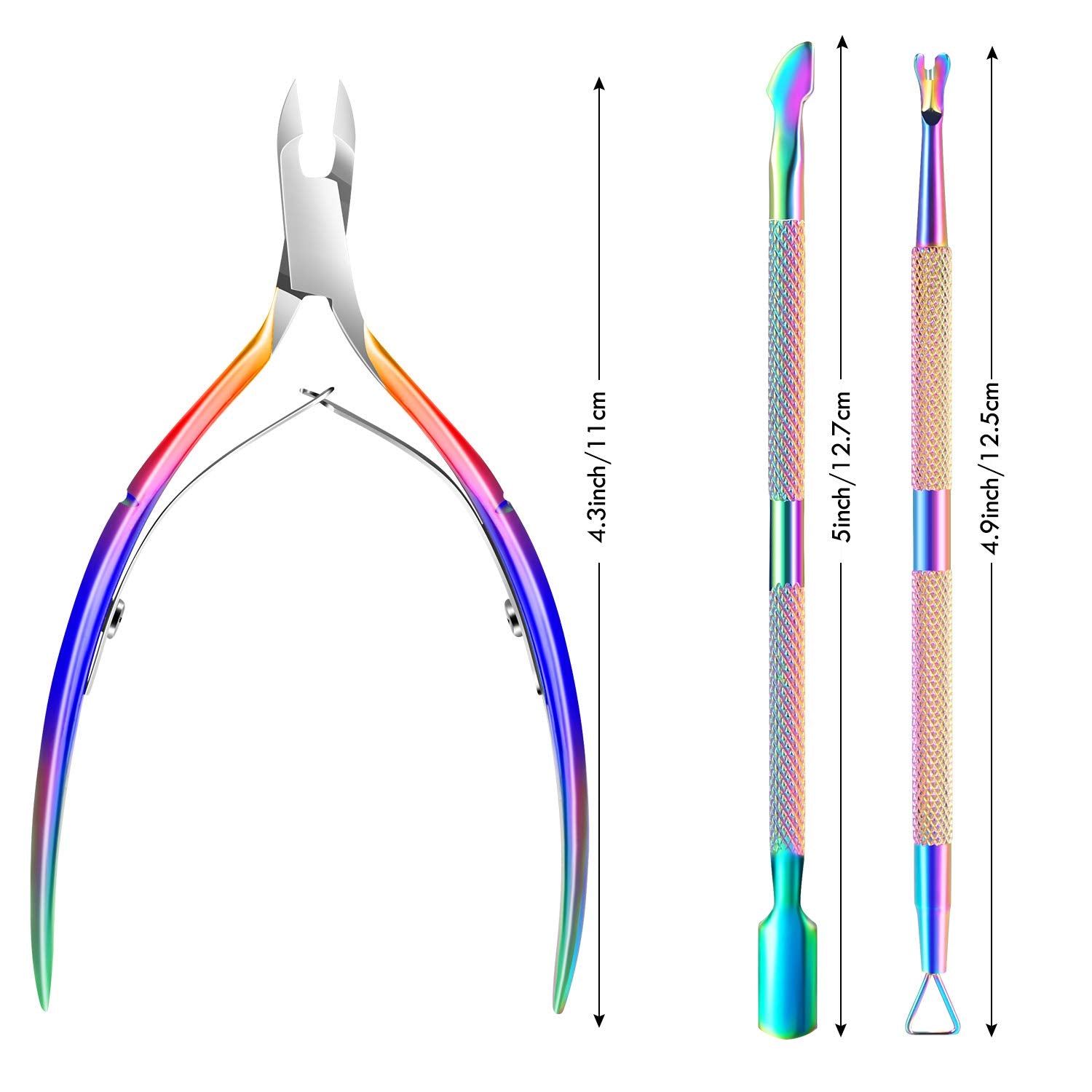 Cuticle Trimmer Cuticle Remover with Cuticle Pusher, XUNXMAS Professional Stainless Steel Durable Pedicure Manicure Tools Cutter Nipper Scissor Clipper for Fingernails and Toenails Dead Skin