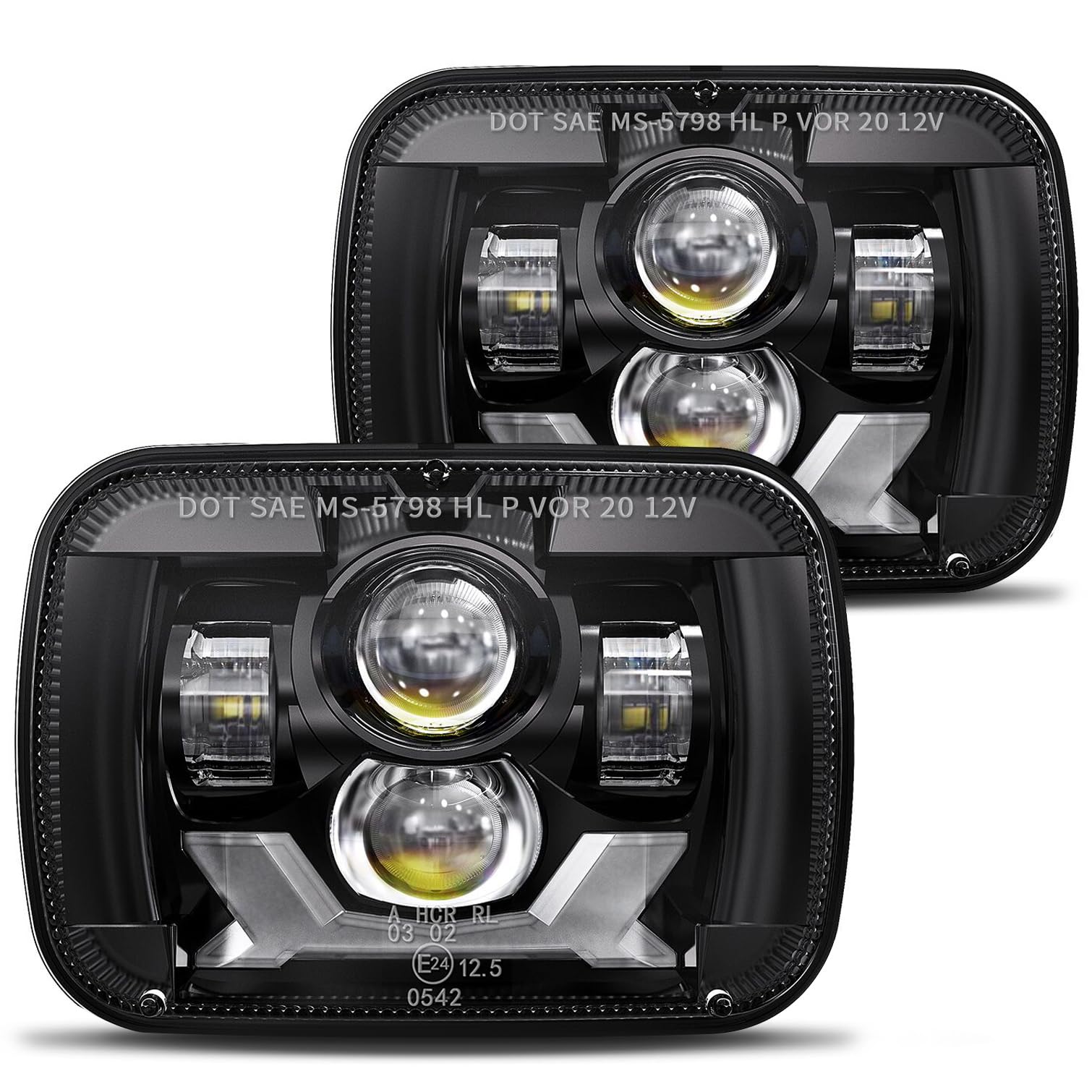 HWSTAR Pair 180W 1000% Bright H6054 5x7 7x6 Led Headlights Compatible with Jeep Cherokee XJ Wrangler YJ DOT Anti-glare DRL Turn Signal Hi/Low Sealed Beam Ford Chevy GMC Toyota Nissan Dodge etc Black