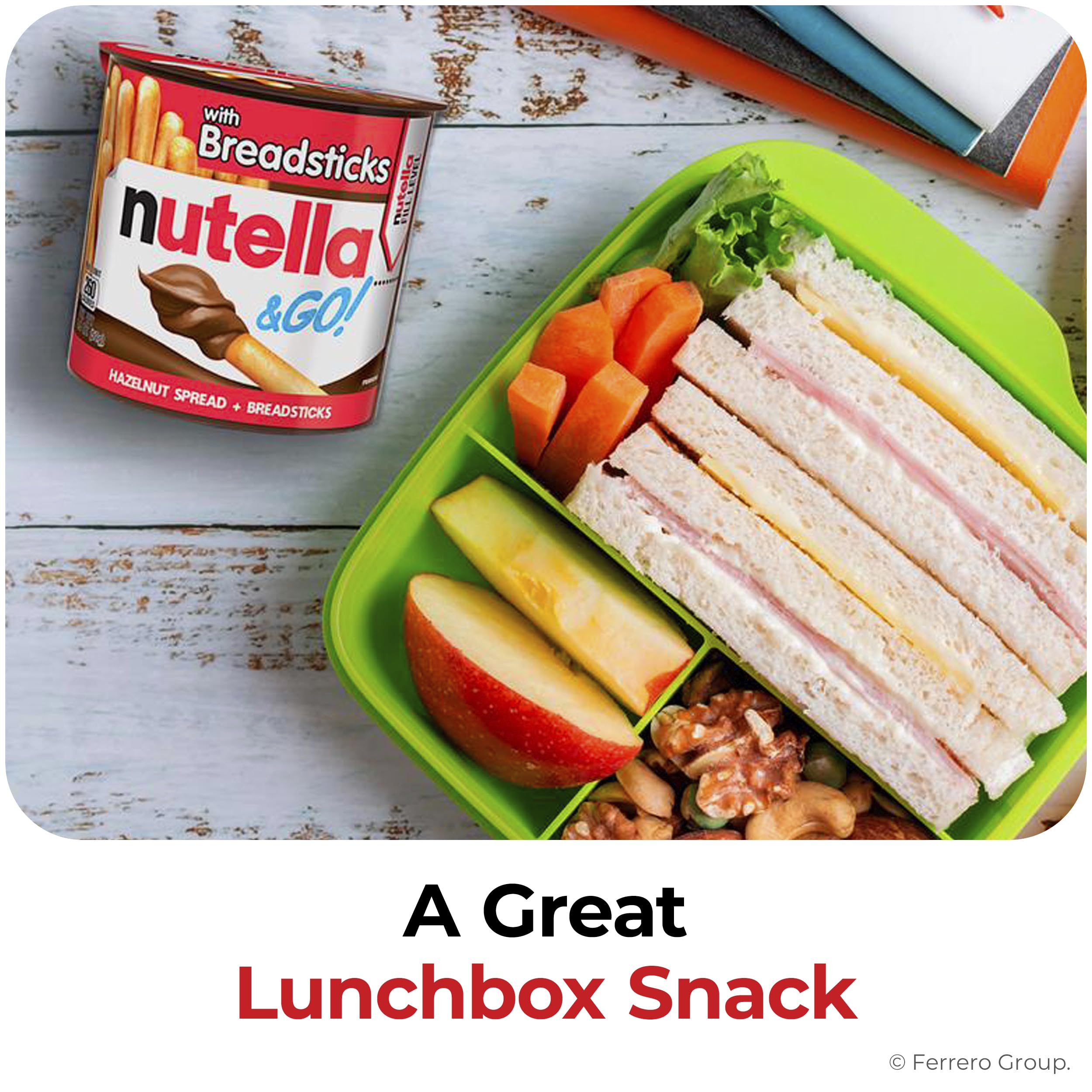 Nutella & GO! Bulk 24 Pack, Hazelnut and Cocoa Spread with Breadsticks, Stocking Stuffers, Snack Cups, 1.8 oz Each