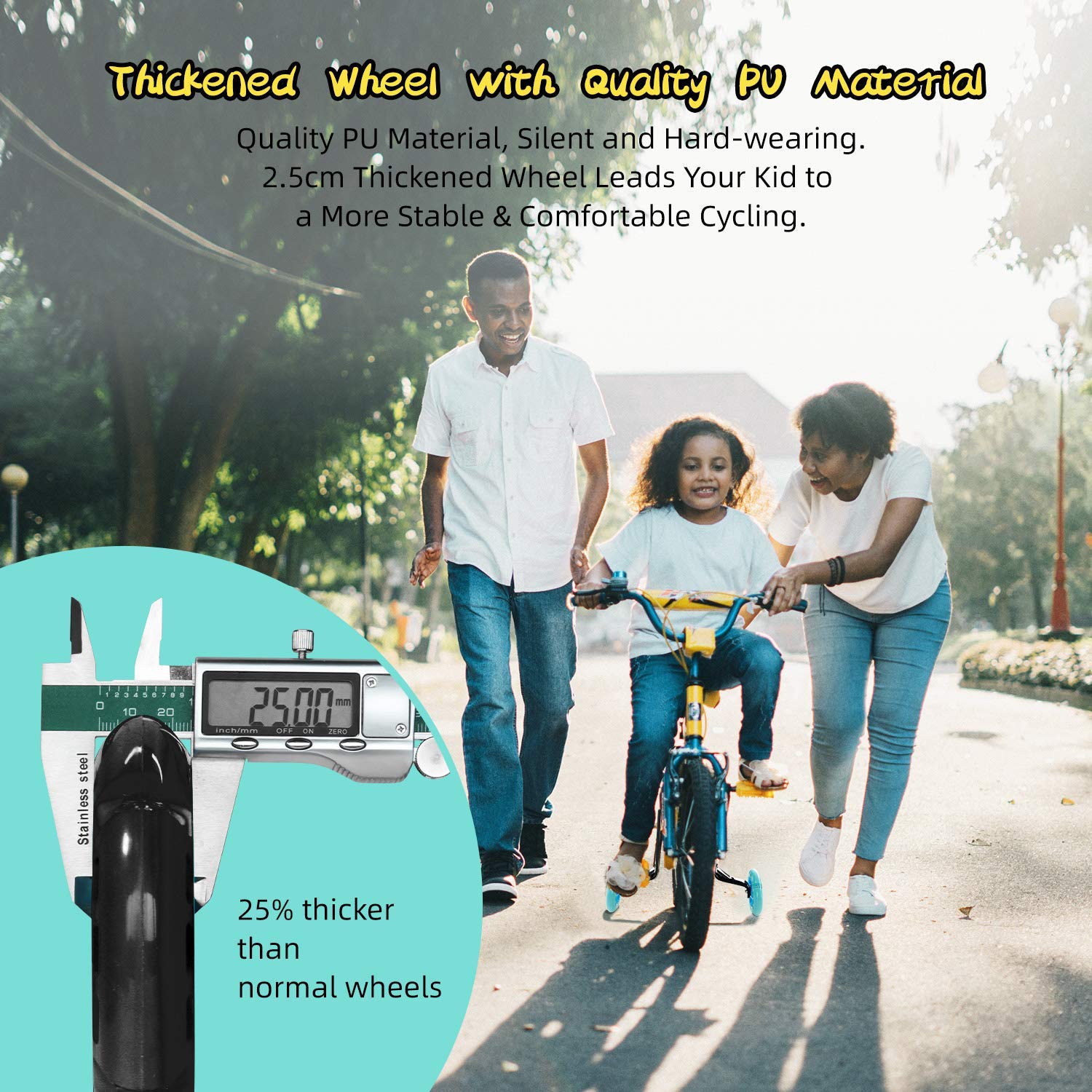 PRUNUS Flash BIKE Training Wheels for 12 14 16 18 20 Inch.Training Wheels for Kids Bike is Heavy Duty.Bicycle Training Wheel is Suitable Single Speed Bike