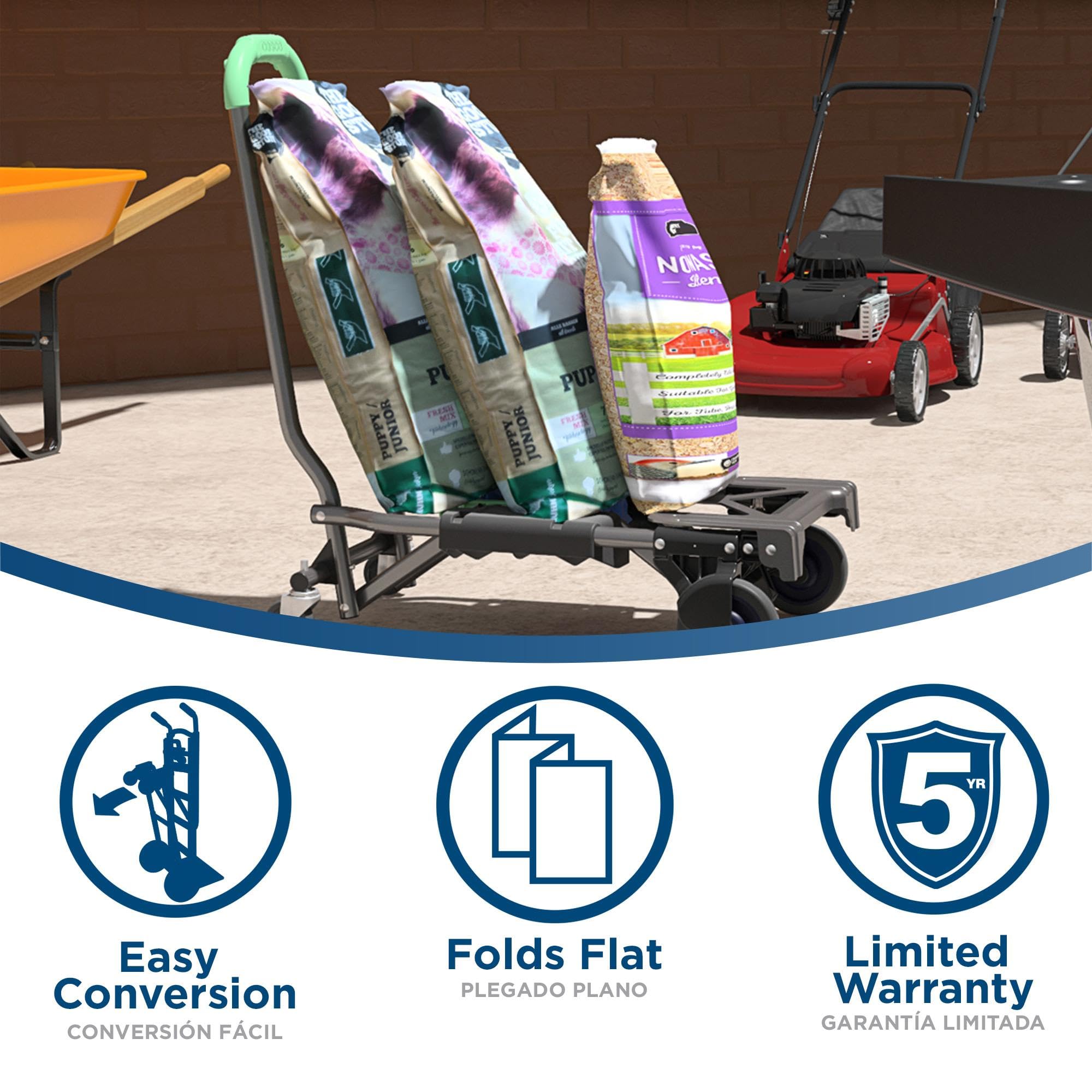 COSCO Shifter Multi-Position Folding Hand Truck and Cart, 300 lb. Weight Capacity, Green, 12222PBG1E