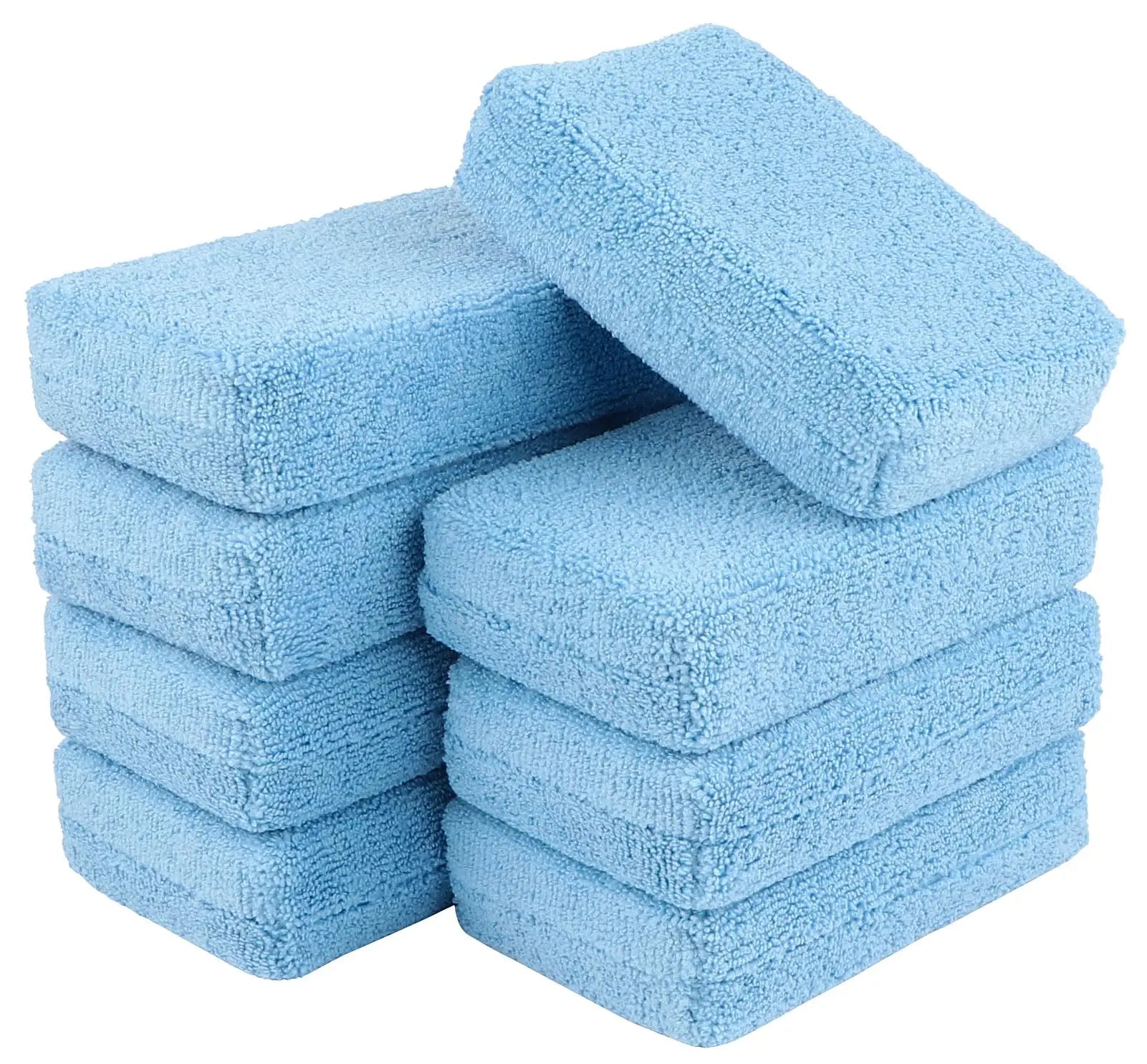 AIDEA Microfiber Applicator Pad-8Pack, Car Wash Sponge, Premium Microfiber Sponge and Cleaning Pads, Perfect for Effortless Wax, Sealant, and Conditioner Application - Blue