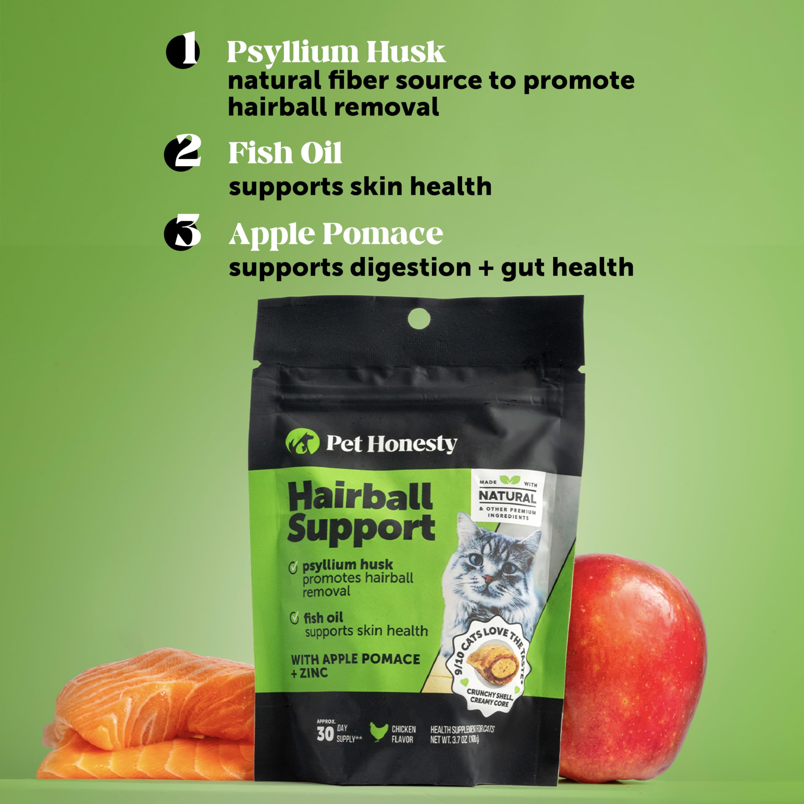 Cat Hairball Support Crunchy & Creamy Chews, Hairball Remedy Treats, Cat Furball Treatment, Supports Skin & Coat, Vitamins for Digestion, Chicken (30-Day Supply)